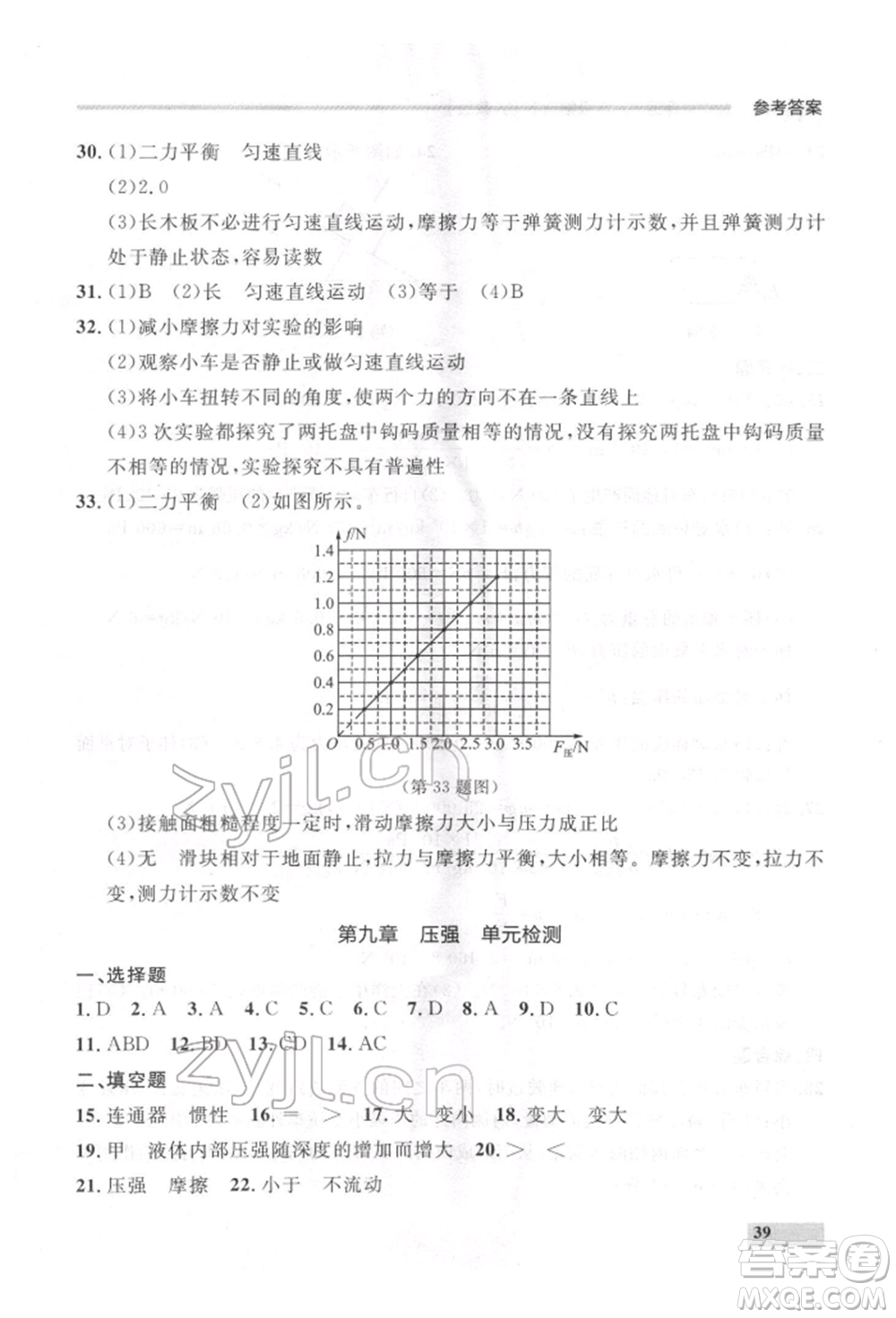 延邊大學(xué)出版社2022點(diǎn)石成金金牌每課通八年級(jí)下冊(cè)物理人教版大連專版參考答案