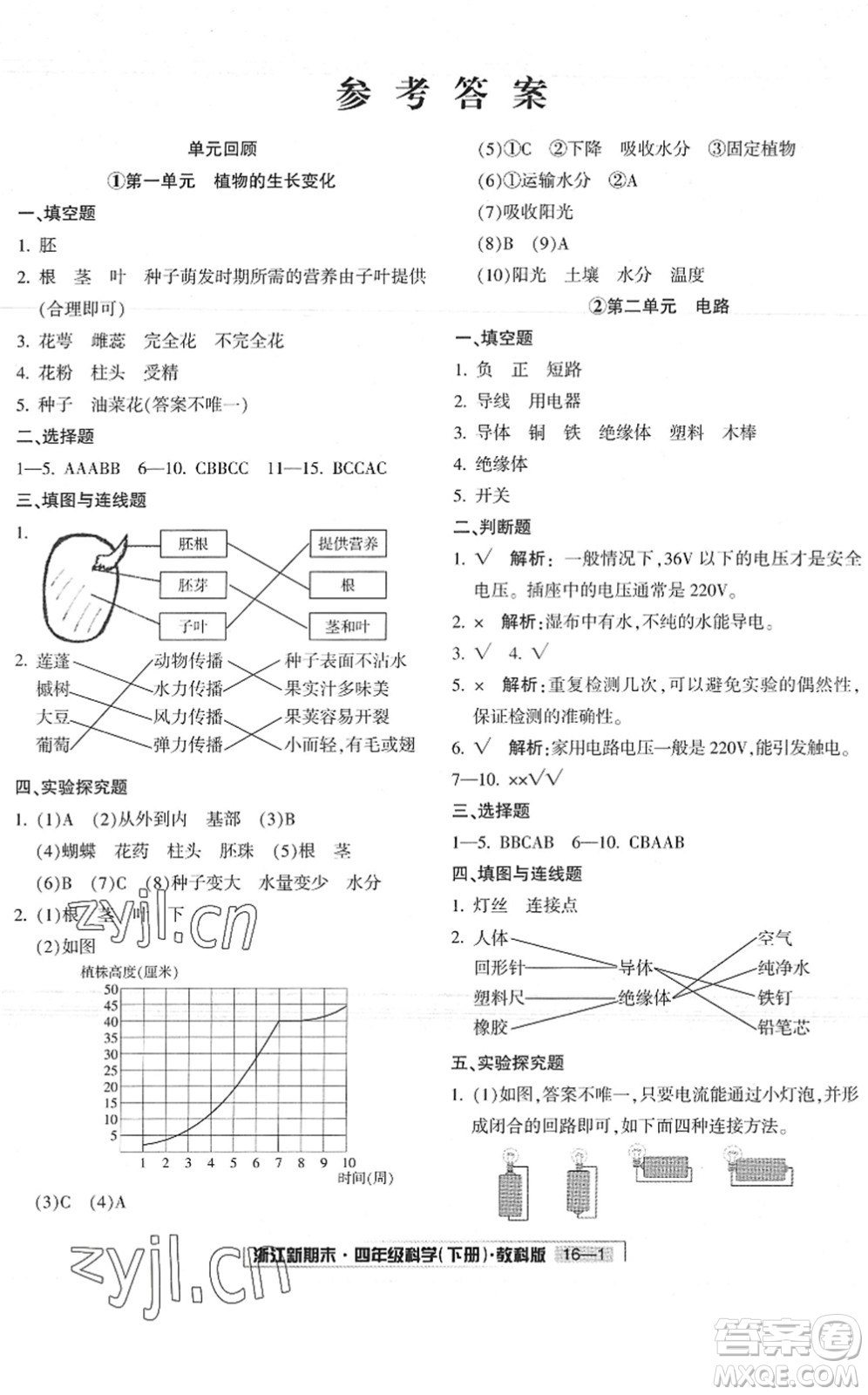 延邊人民出版社2022浙江新期末四年級(jí)科學(xué)下冊(cè)教科版答案