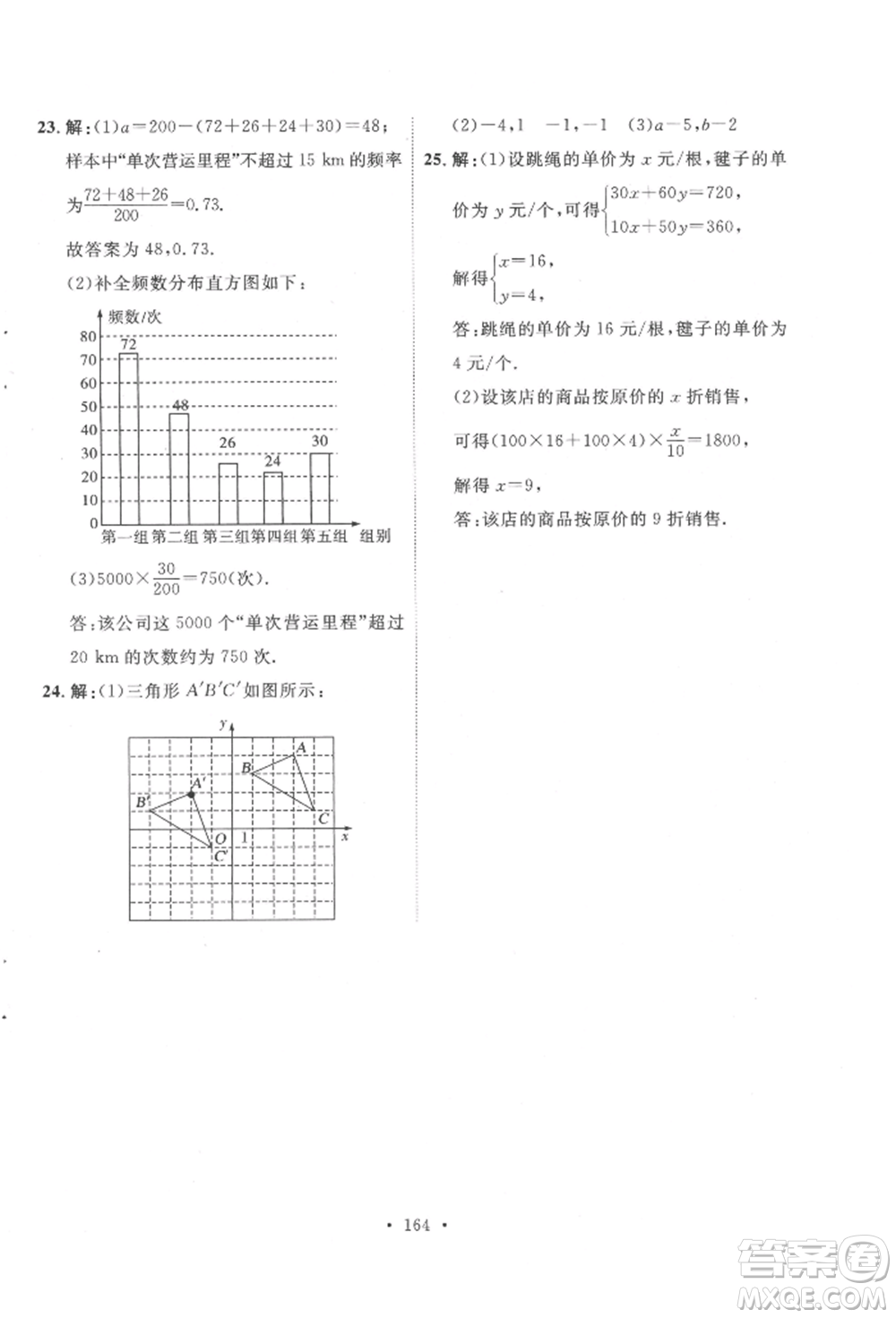 陜西人民出版社2022實(shí)驗(yàn)教材新學(xué)案七年級(jí)下冊(cè)數(shù)學(xué)人教版參考答案