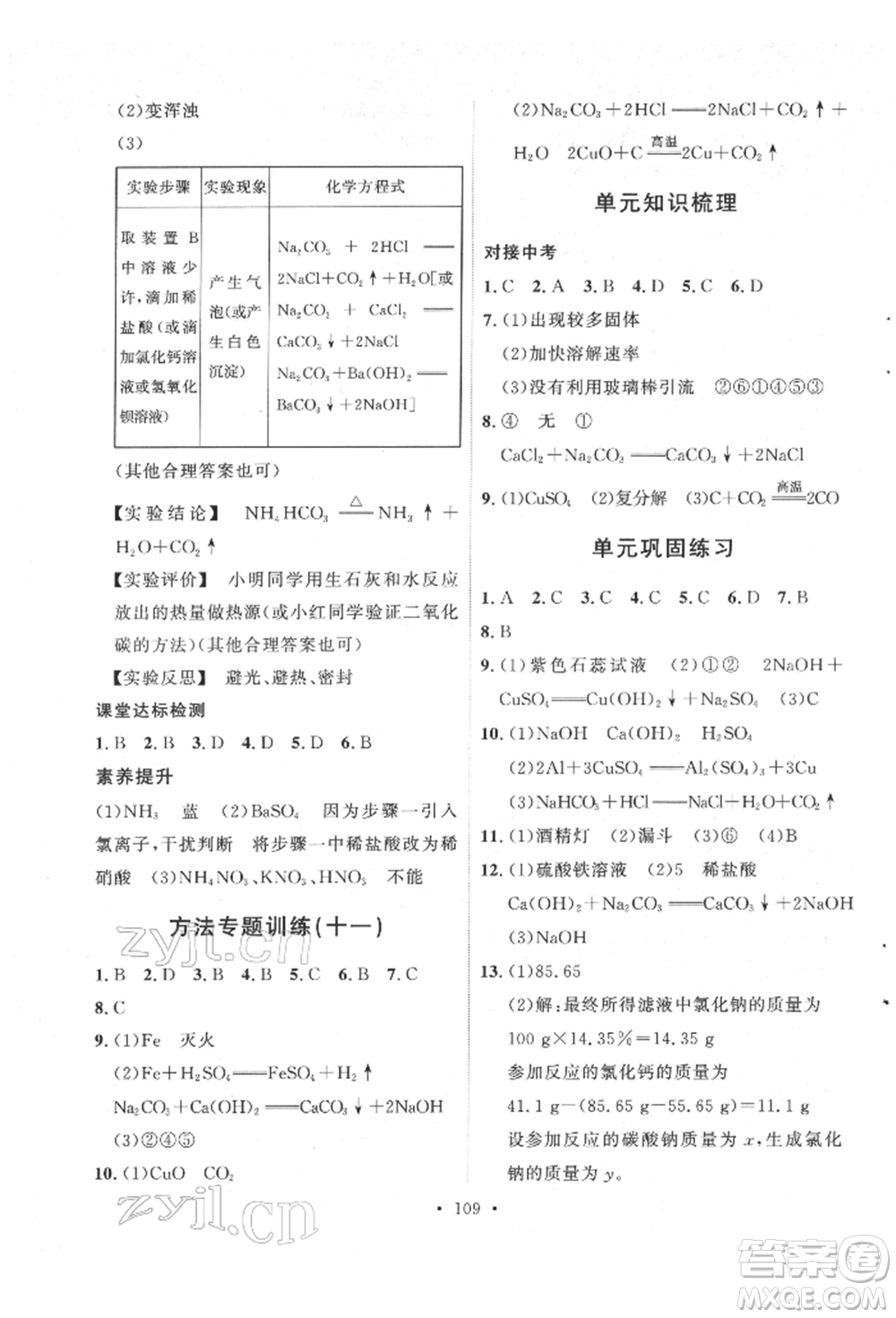 陜西人民出版社2022實(shí)驗(yàn)教材新學(xué)案九年級下冊化學(xué)人教版參考答案