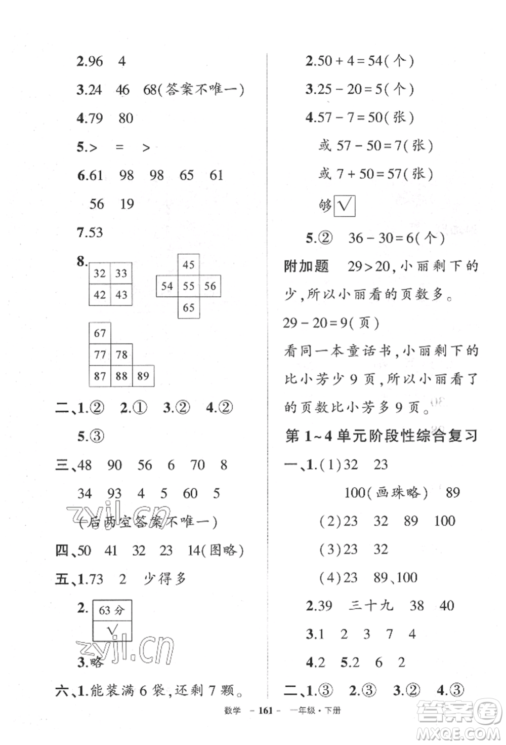 武漢出版社2022狀元成才路創(chuàng)優(yōu)作業(yè)100分一年級(jí)下冊(cè)數(shù)學(xué)人教版湖北專(zhuān)版參考答案