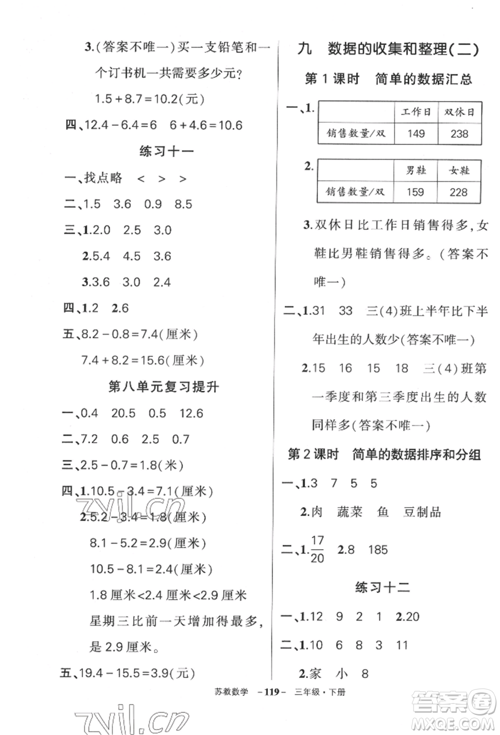 西安出版社2022狀元成才路創(chuàng)優(yōu)作業(yè)100分三年級下冊數(shù)學蘇教版參考答案