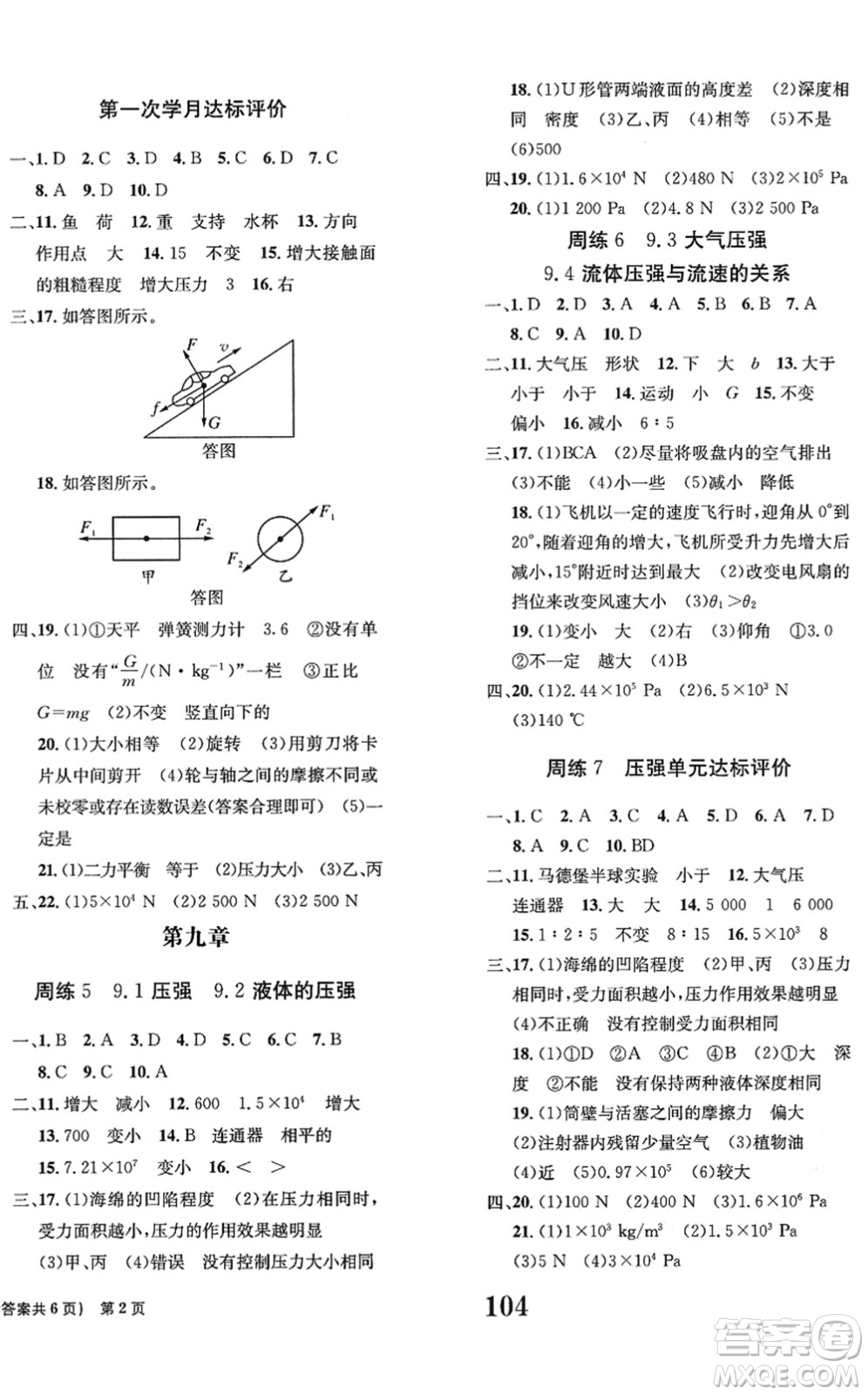 北京時(shí)代華文書局2022全程檢測(cè)卷學(xué)業(yè)達(dá)標(biāo)評(píng)價(jià)八年級(jí)物理下冊(cè)RJ人教版答案