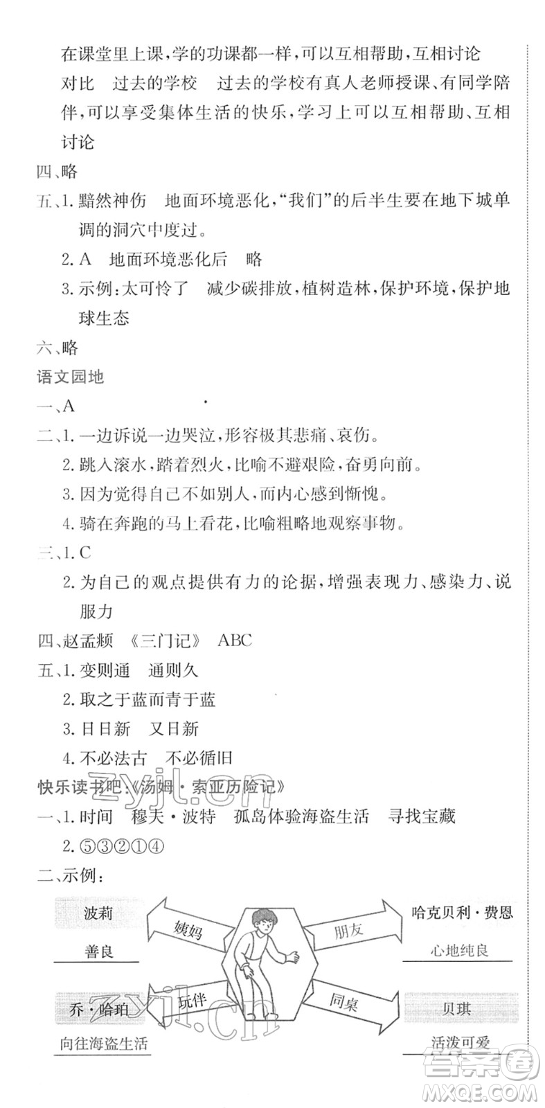 龍門書局2022黃岡小狀元作業(yè)本六年級(jí)語文下冊(cè)R人教版廣東專版答案