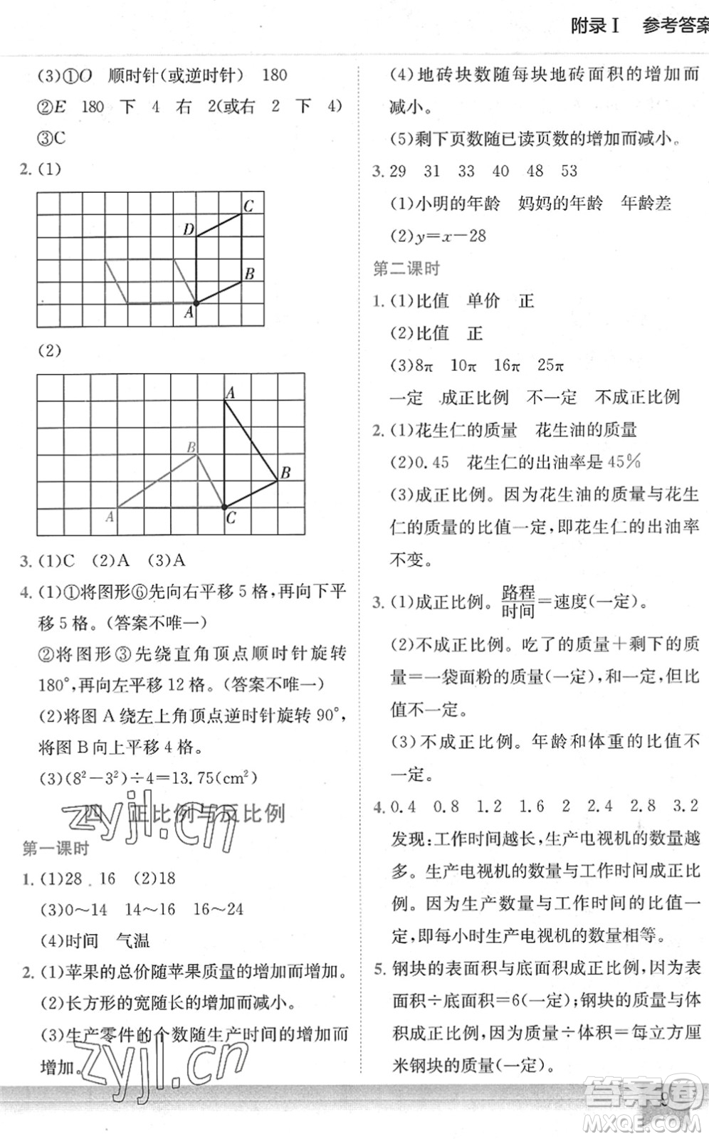 龍門書局2022黃岡小狀元作業(yè)本六年級數(shù)學下冊BS北師版答案