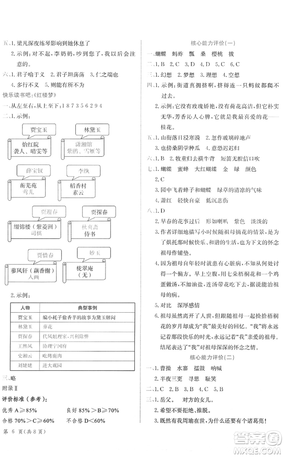 龍門書局2022黃岡小狀元作業(yè)本五年級(jí)語文下冊R人教版廣東專版答案