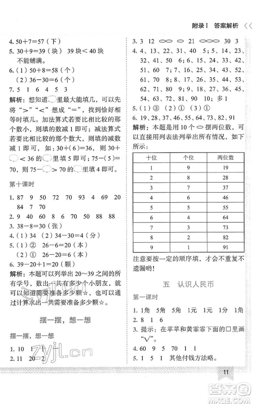 龍門書局2022黃岡小狀元作業(yè)本一年級(jí)數(shù)學(xué)下冊(cè)R人教版答案