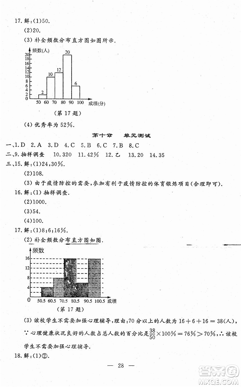 吉林教育出版社2022文曲星跟蹤測試卷七年級數(shù)學下冊人教版答案