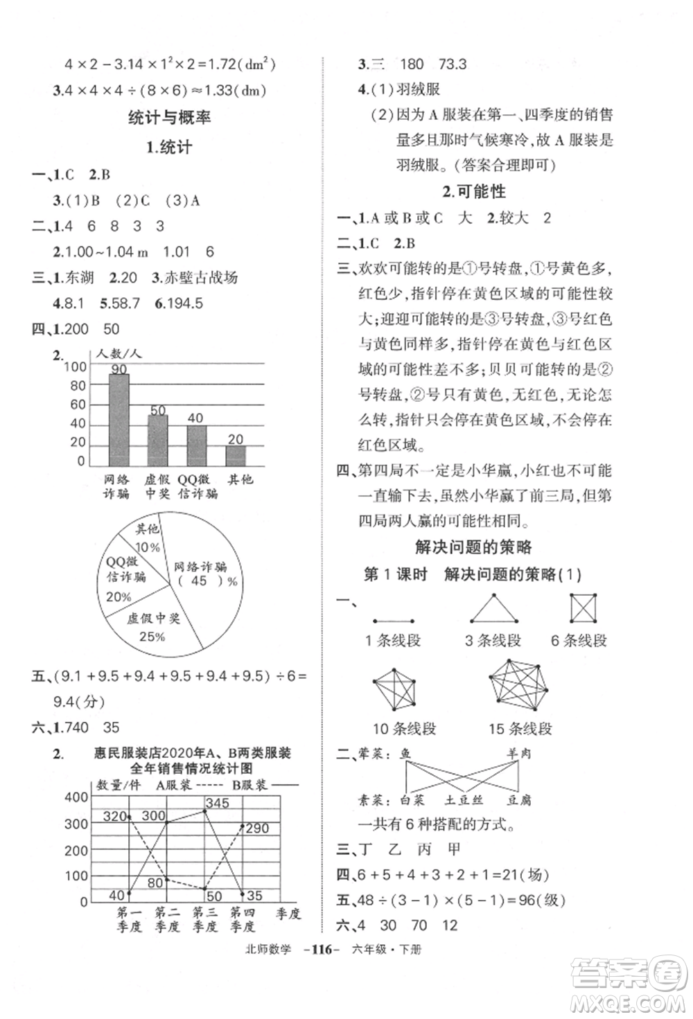 西安出版社2022狀元成才路創(chuàng)優(yōu)作業(yè)100分六年級下冊數(shù)學北師大版參考答案