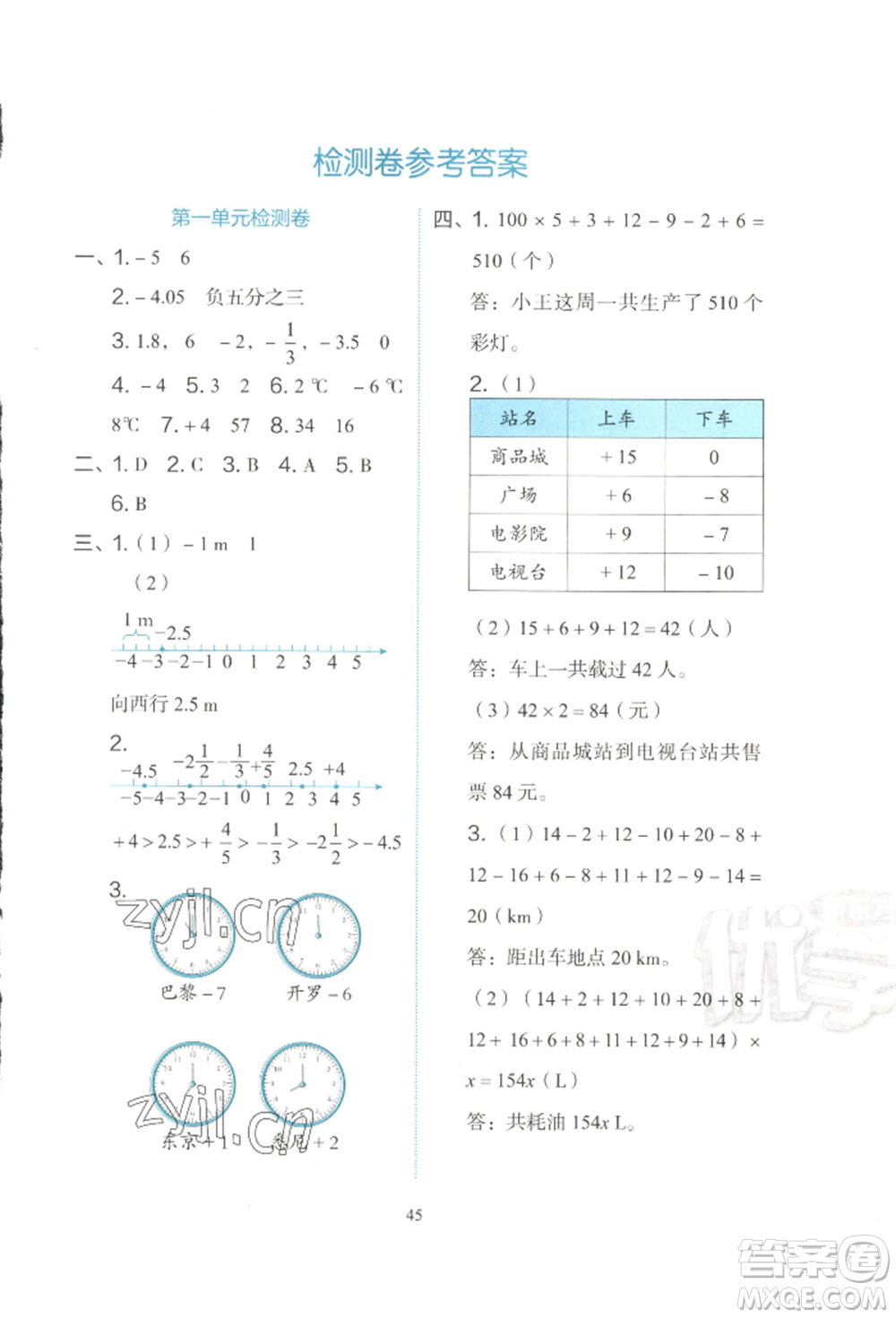 浙江教育出版社2022新東方優(yōu)學(xué)練六年級(jí)下冊(cè)數(shù)學(xué)人教版參考答案