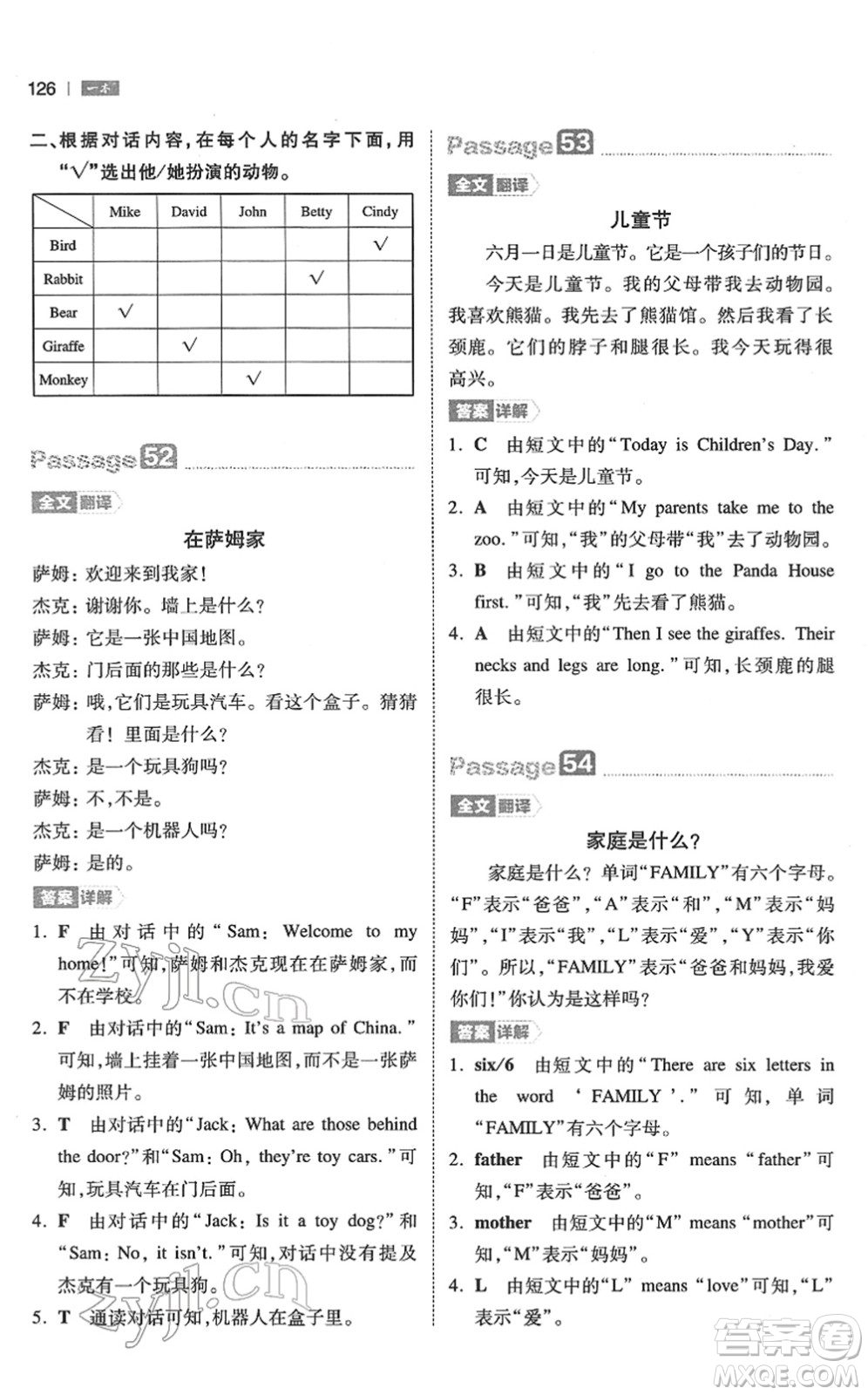 江西人民出版社2022一本小學(xué)英語(yǔ)閱讀訓(xùn)練100篇三年級(jí)人教版答案