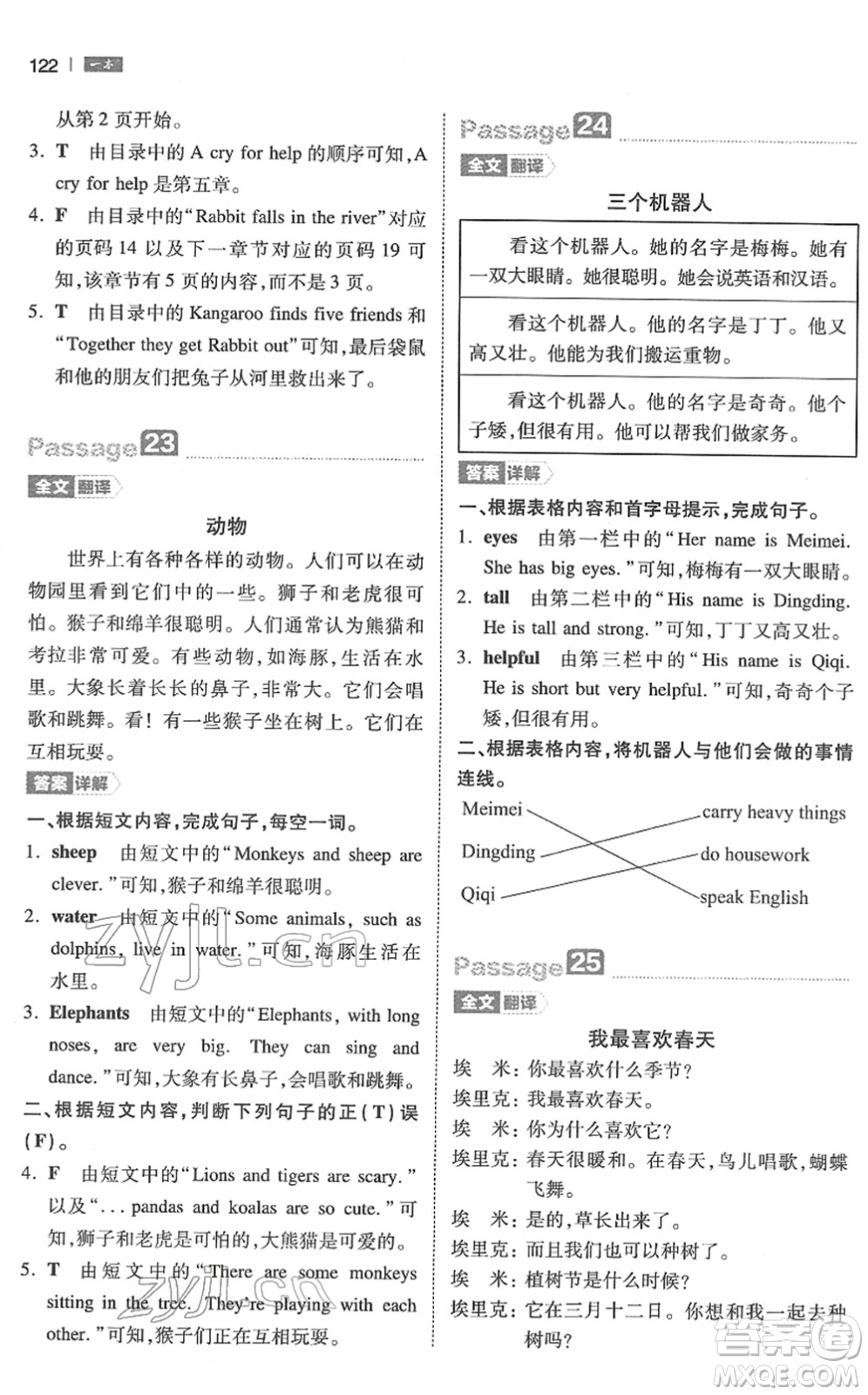 江西人民出版社2022一本小學(xué)英語閱讀訓(xùn)練100篇四年級人教版答案