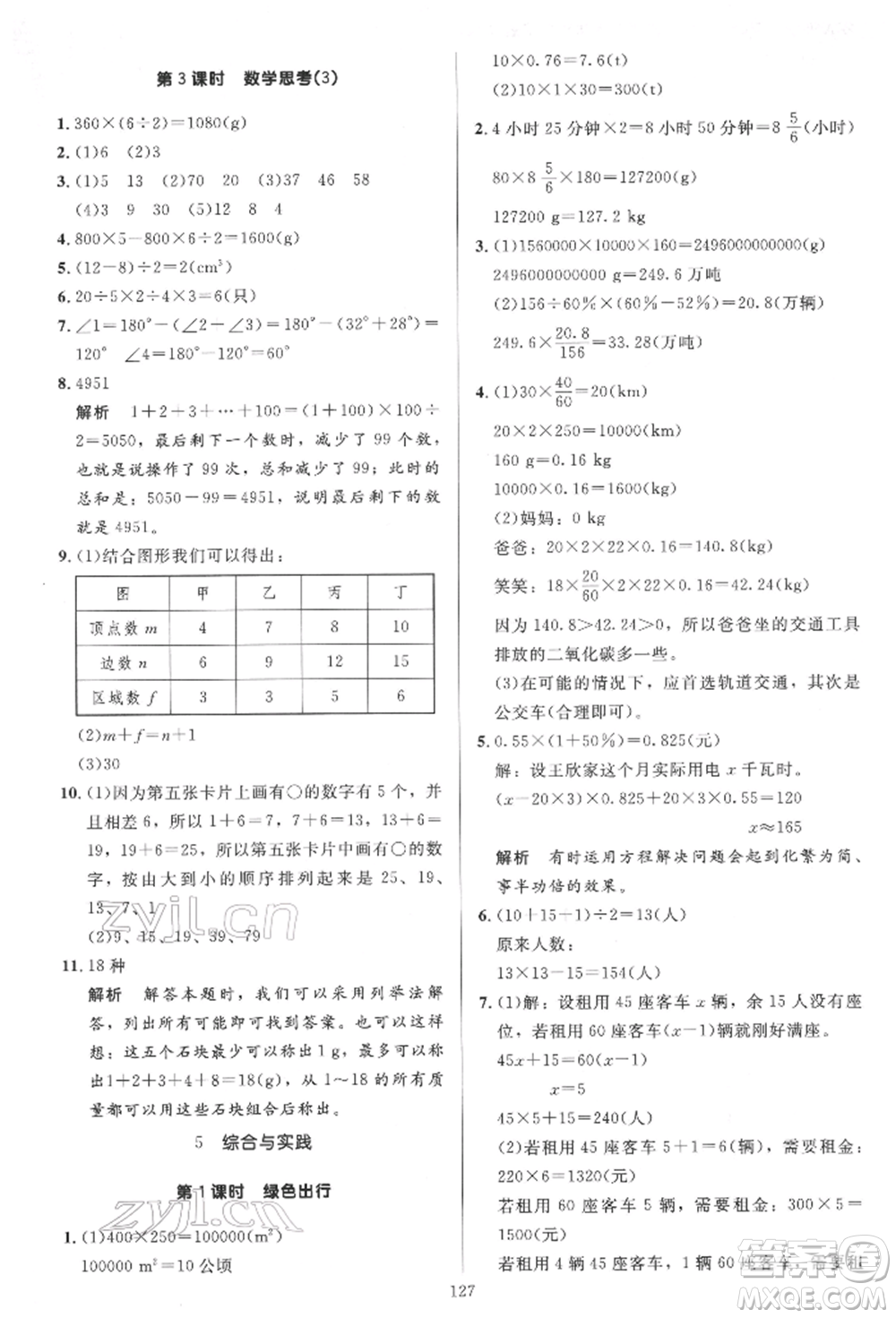 二十一世紀(jì)出版社集團(tuán)2022多A課堂課時廣東作業(yè)本六年級下冊數(shù)學(xué)人教版參考答案