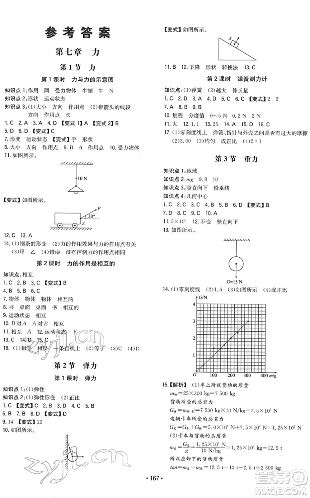 湖南教育出版社2022一本同步訓(xùn)練八年級(jí)物理下冊(cè)RJ人教版重慶專版答案