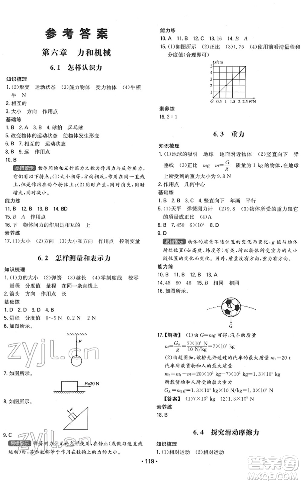 湖南教育出版社2022一本同步訓(xùn)練八年級(jí)物理下冊(cè)HY滬粵版答案