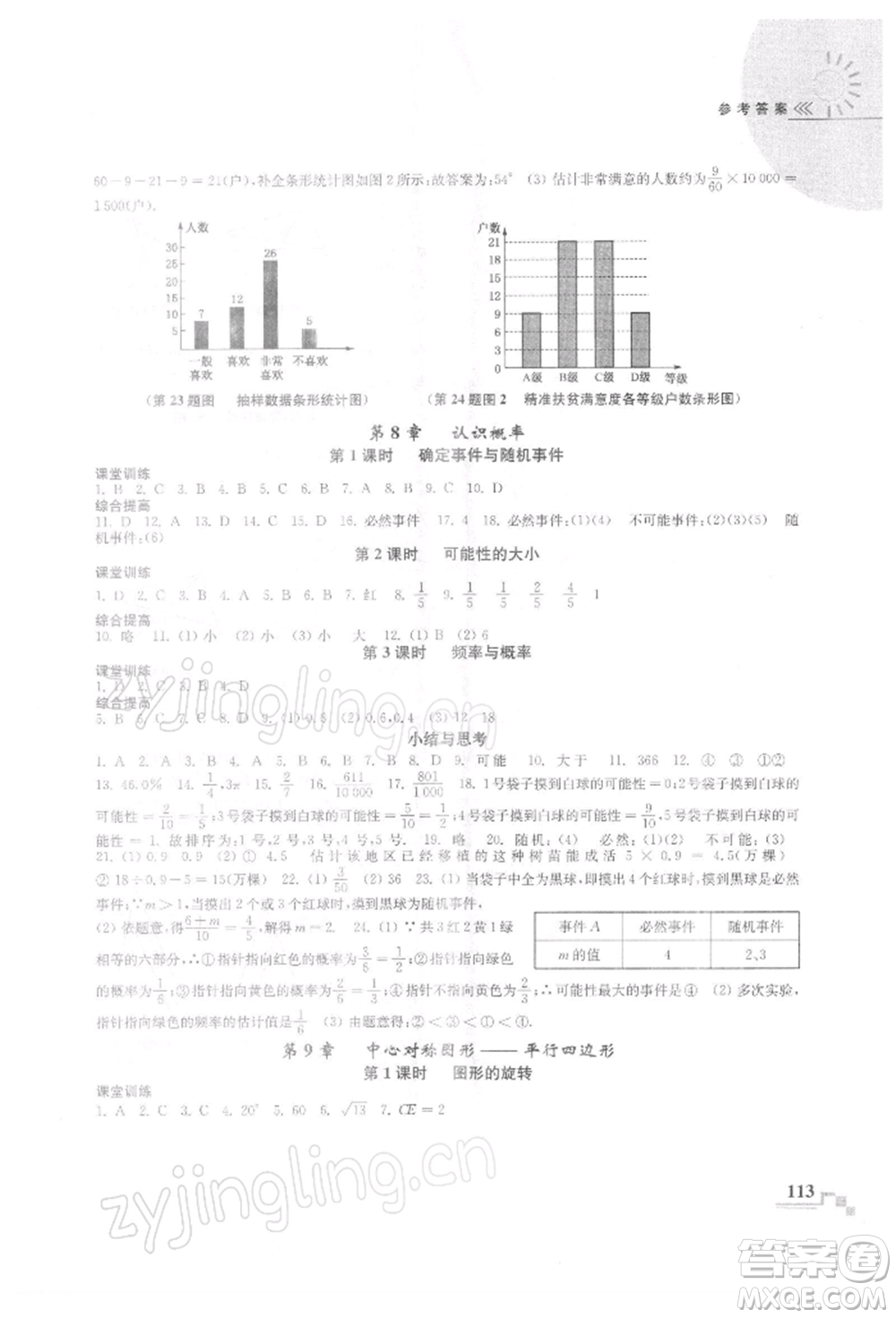 河海大學出版社2022隨堂練課時作業(yè)八年級下冊數(shù)學蘇科版參考答案