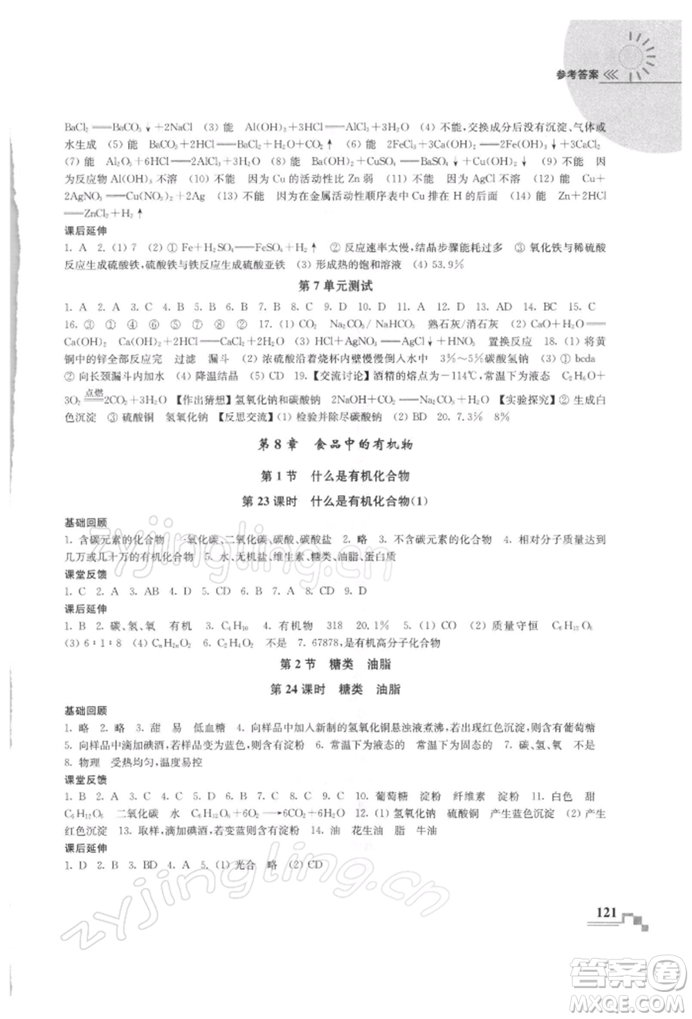 南京出版社2022隨堂練課時作業(yè)九年級下冊化學滬教版參考答案