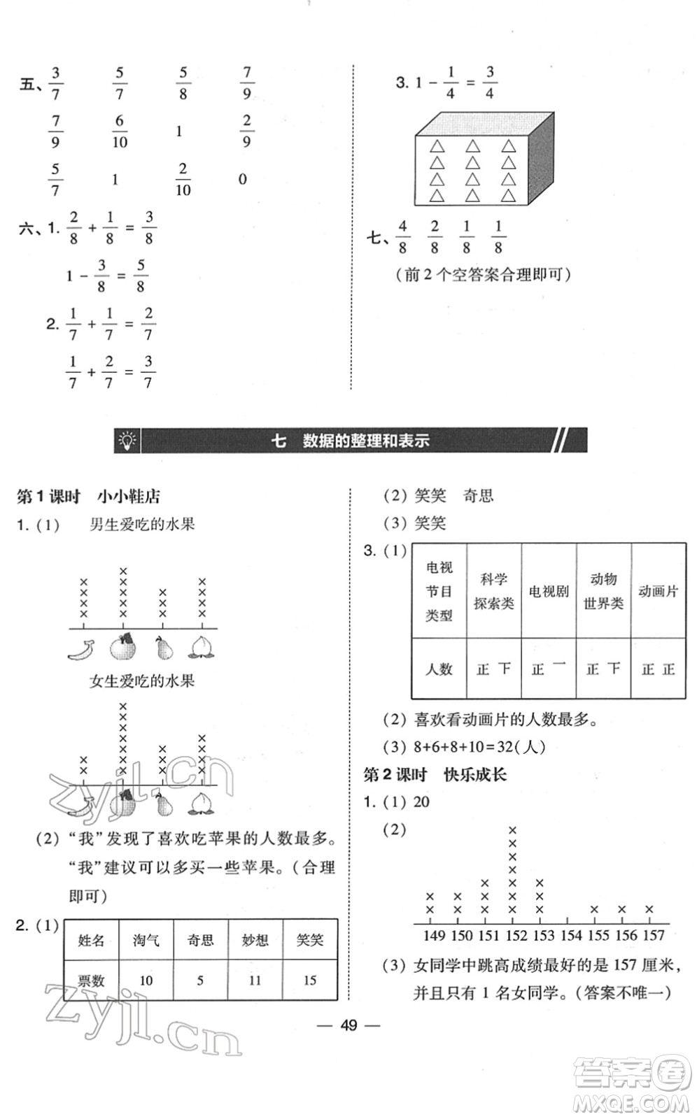 東北師范大學出版社2022北大綠卡課時同步訓練三年級數(shù)學下冊北師大版答案