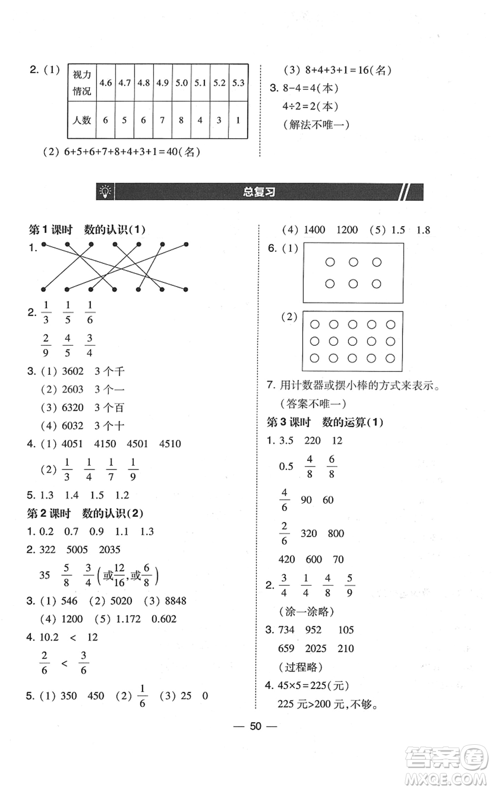 東北師范大學出版社2022北大綠卡課時同步訓練三年級數(shù)學下冊北師大版答案