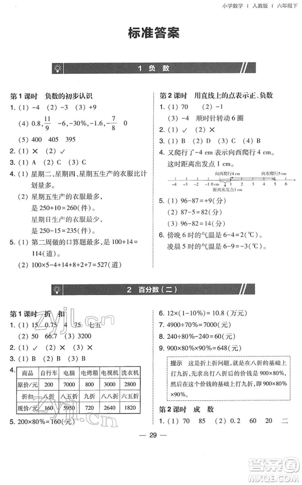 東北師范大學(xué)出版社2022北大綠卡課時同步訓(xùn)練六年級數(shù)學(xué)下冊人教版答案