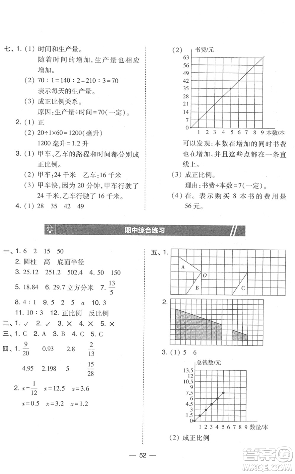 東北師范大學(xué)出版社2022北大綠卡課時(shí)同步訓(xùn)練六年級(jí)數(shù)學(xué)下冊(cè)北師大版答案