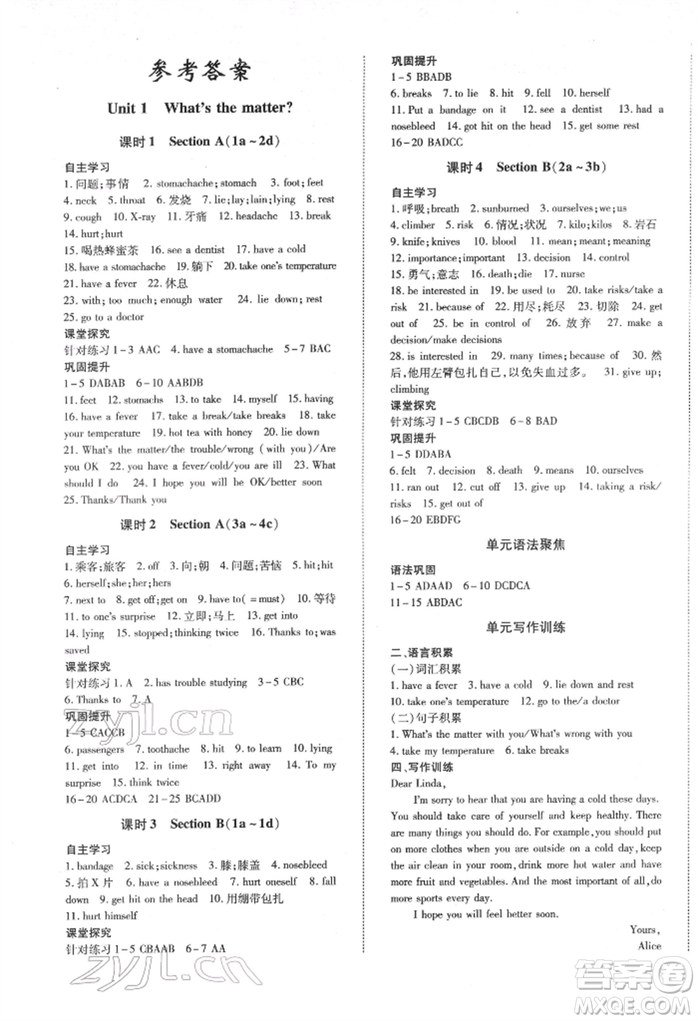 延邊大學(xué)出版社2022本土攻略八年級(jí)下冊(cè)英語人教版參考答案