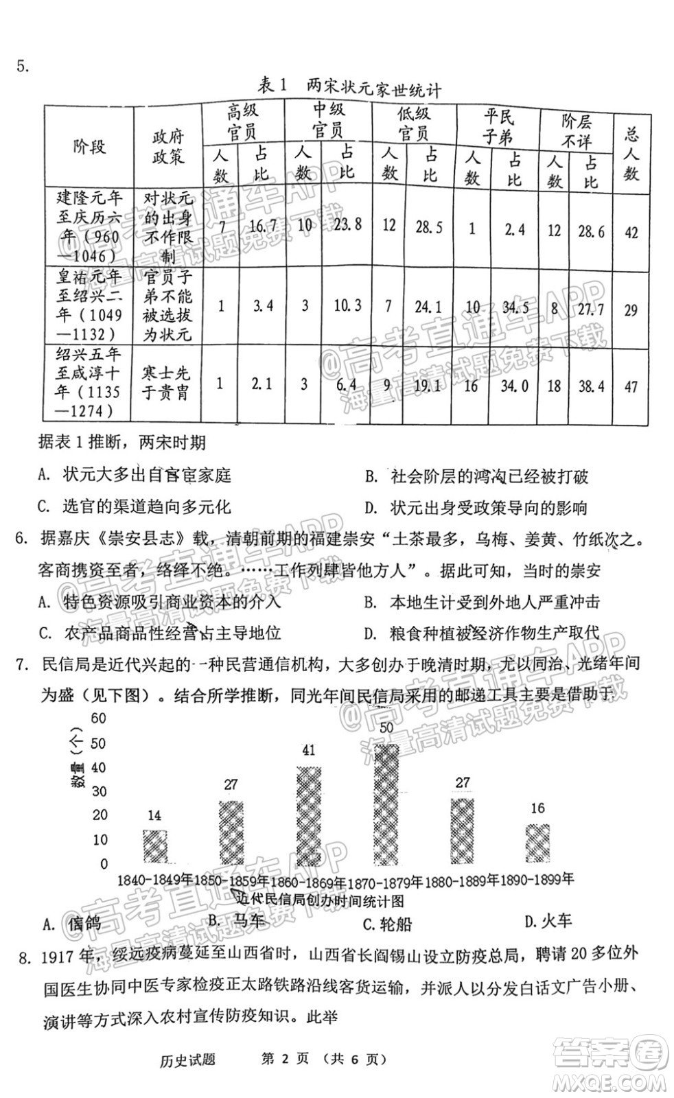 寧德市2022屆普通高中畢業(yè)班五月份質量檢測歷史試題及答案