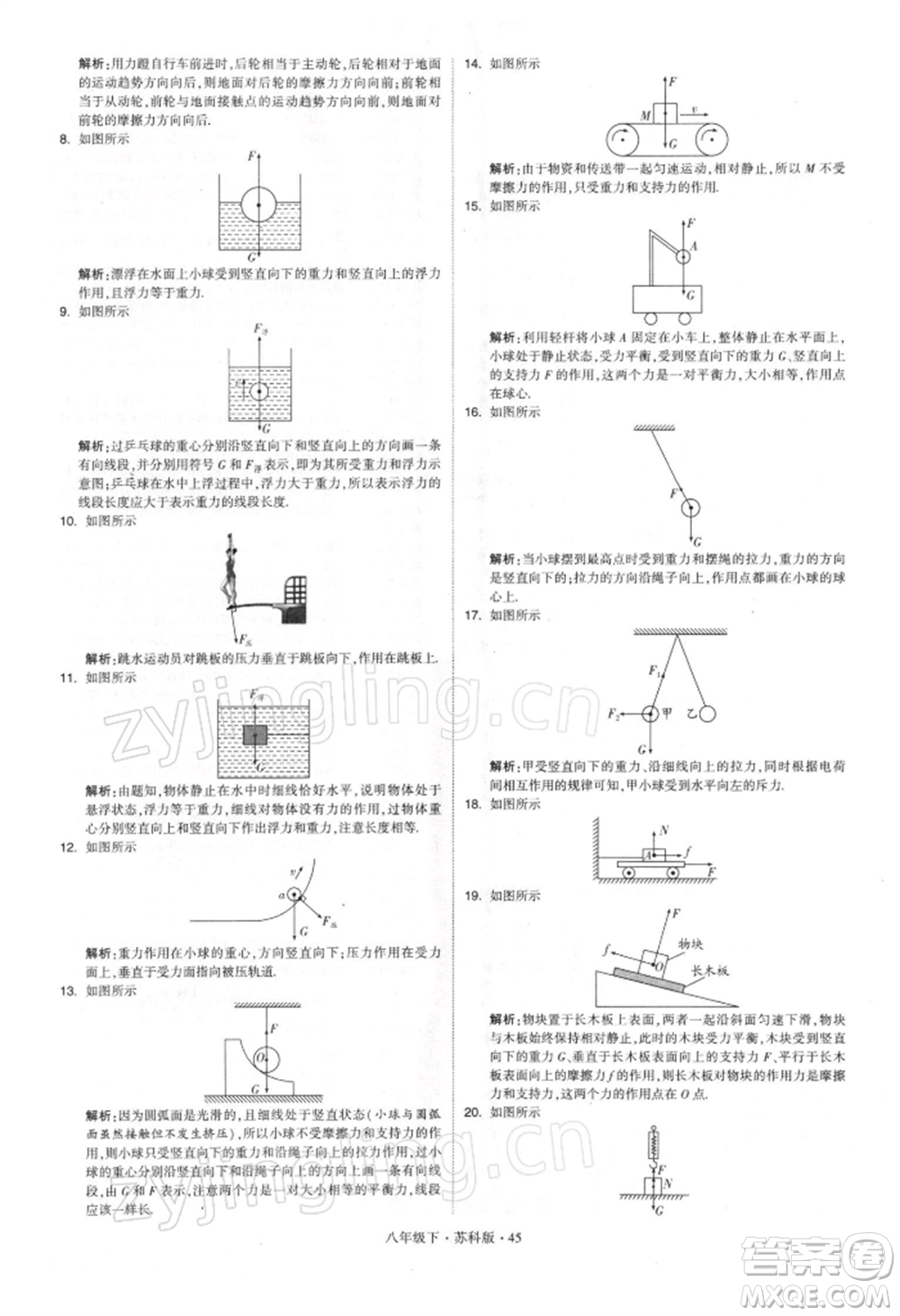 新疆少年兒童出版社2022學(xué)霸題中題八年級(jí)下冊(cè)物理蘇科版參考答案