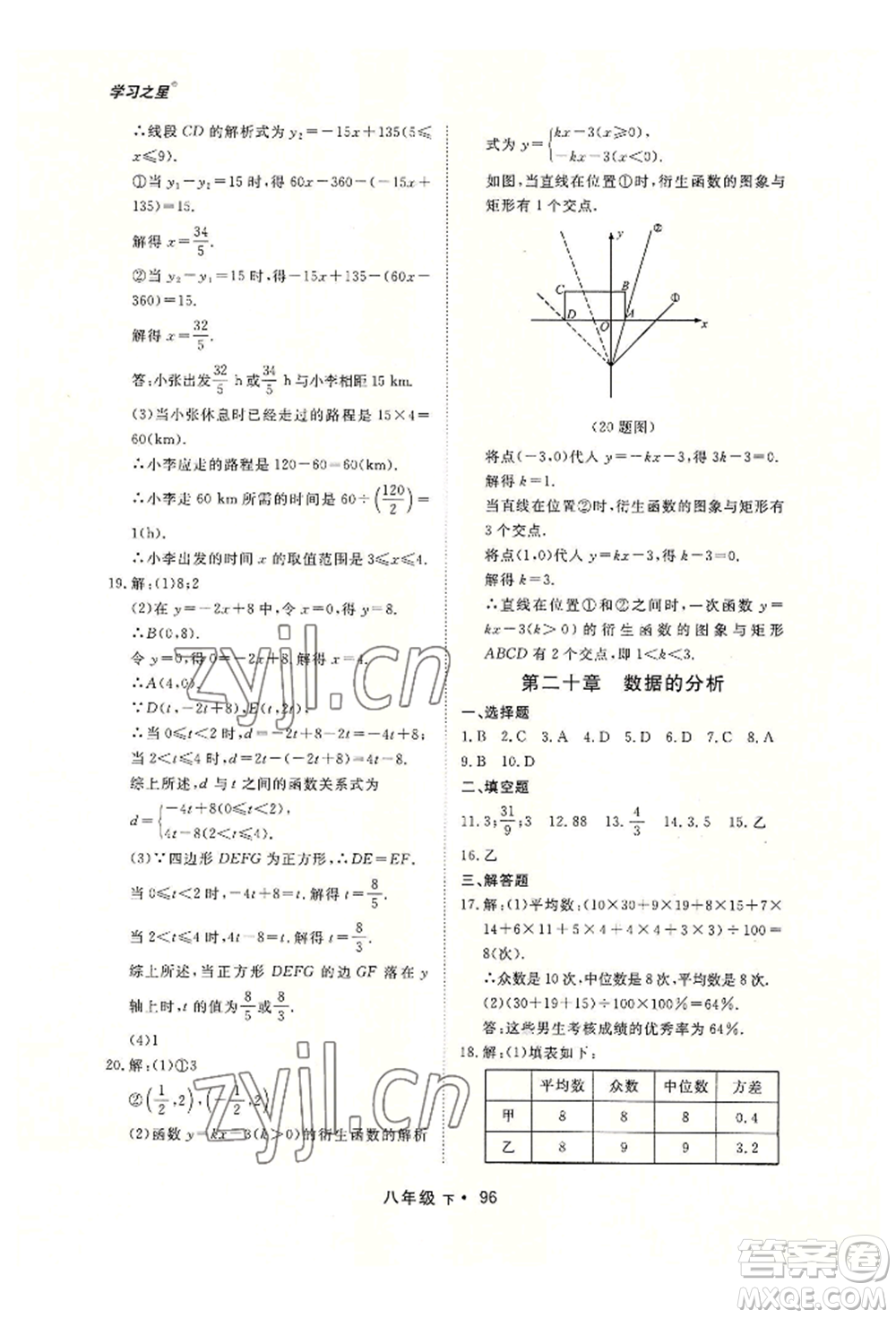 沈陽(yáng)出版社2022博師在線八年級(jí)下冊(cè)數(shù)學(xué)人教版大連專版參考答案