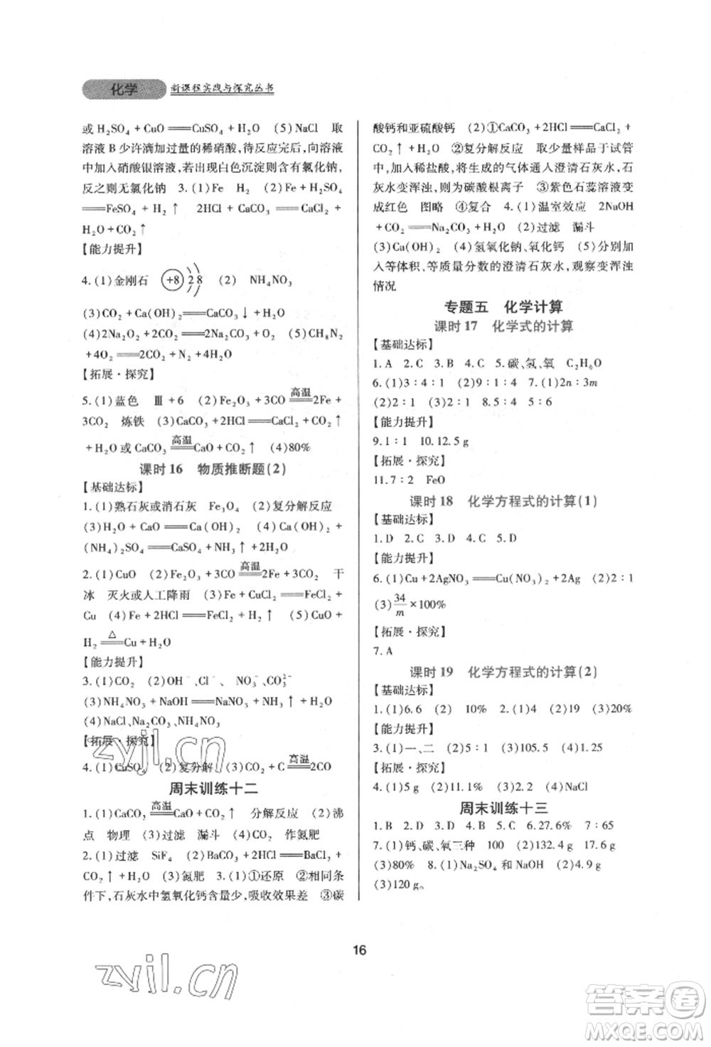 四川教育出版社2022新課程實(shí)踐與探究叢書九年級下冊化學(xué)人教版參考答案