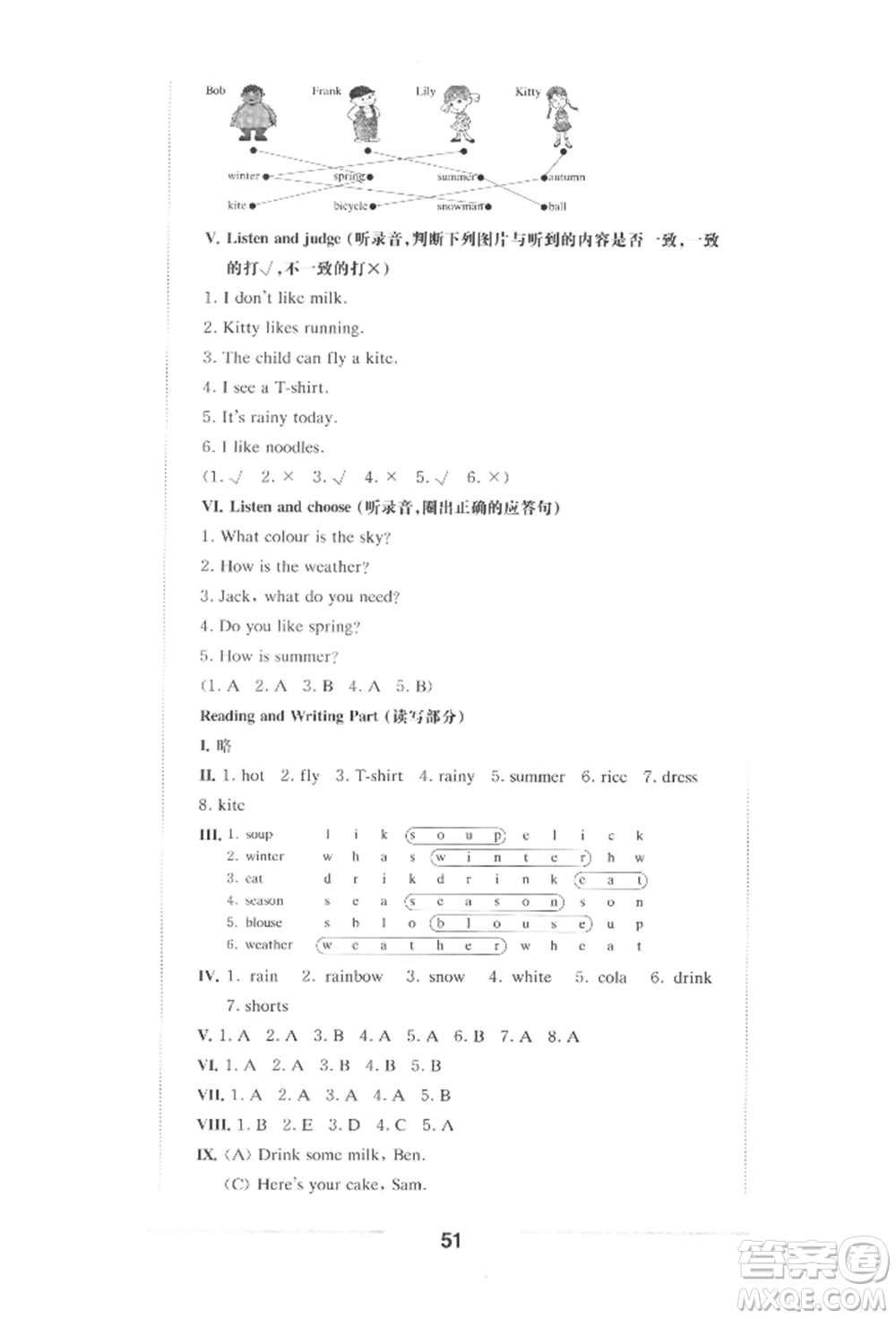 華東師范大學(xué)出版社2022上海名校名卷一年級(jí)下冊(cè)英語(yǔ)牛津版參考答案