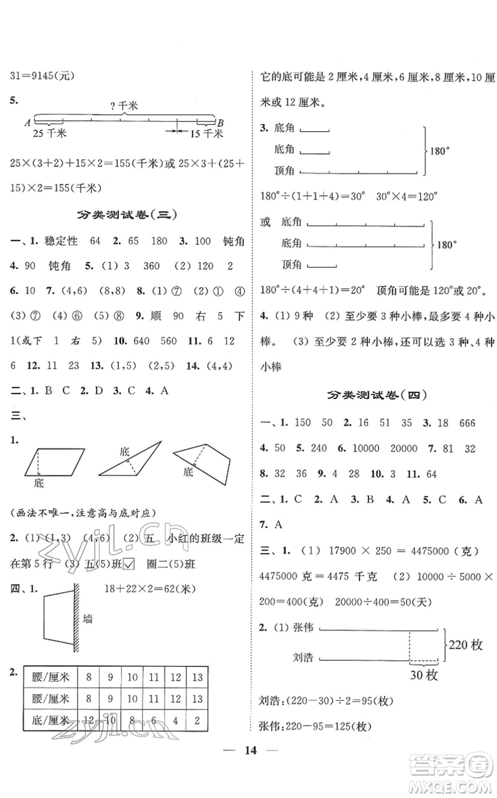 江蘇鳳凰美術(shù)出版社2022隨堂練1+2四年級(jí)數(shù)學(xué)下冊(cè)江蘇版答案