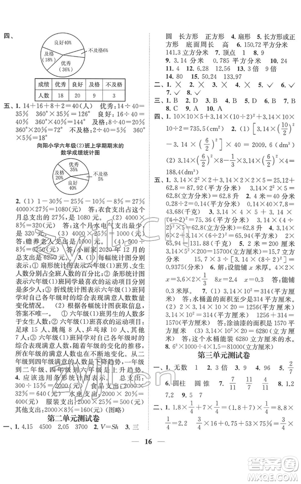 江蘇鳳凰美術(shù)出版社2022隨堂練1+2六年級數(shù)學(xué)下冊江蘇版答案