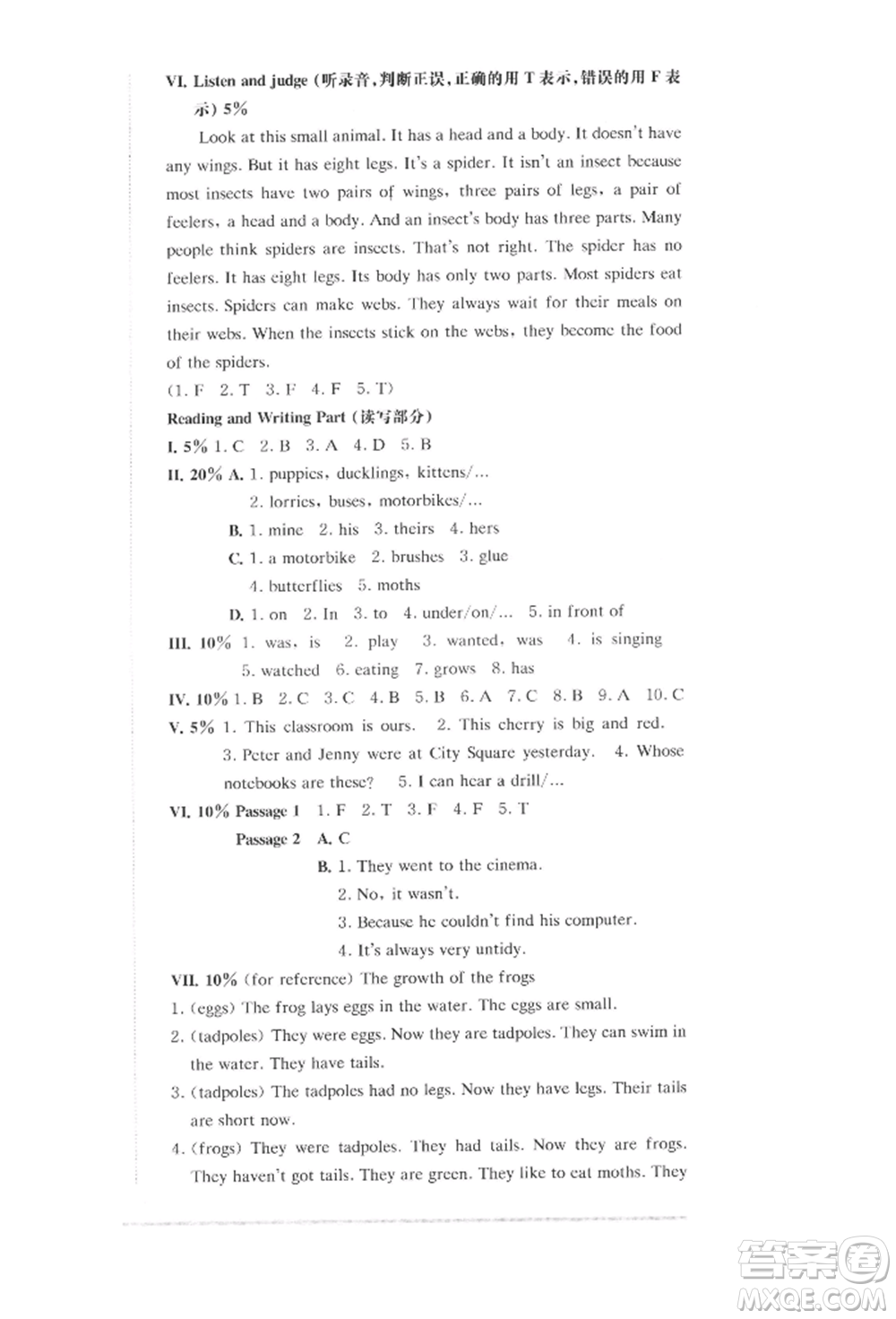 華東師范大學(xué)出版社2022上海名校名卷五年級(jí)下冊(cè)英語牛津版參考答案