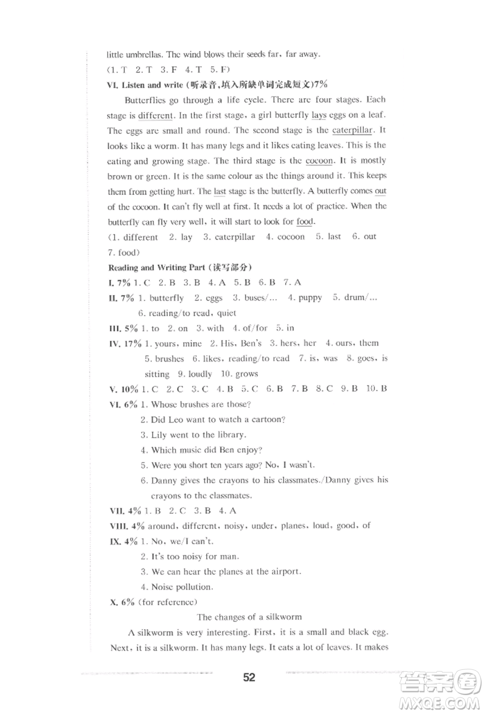 華東師范大學(xué)出版社2022上海名校名卷五年級(jí)下冊(cè)英語牛津版參考答案