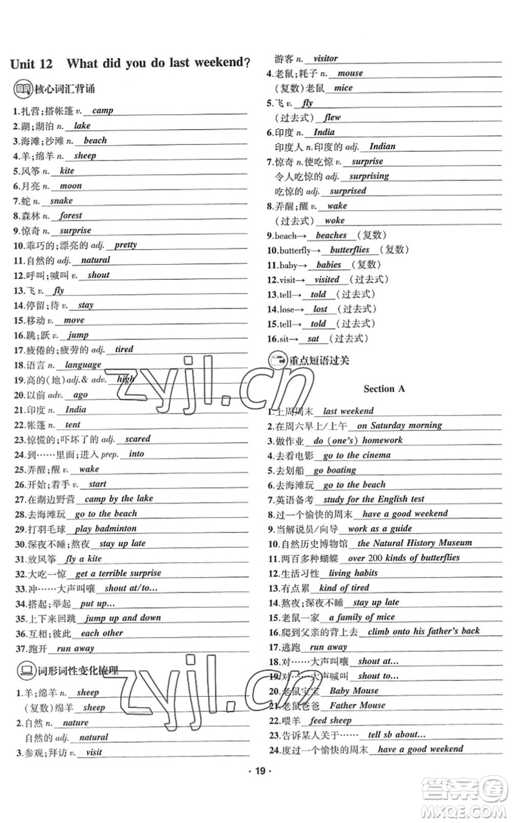 新疆文化出版社2022優(yōu)學(xué)精練七年級(jí)英語(yǔ)下冊(cè)人教版答案