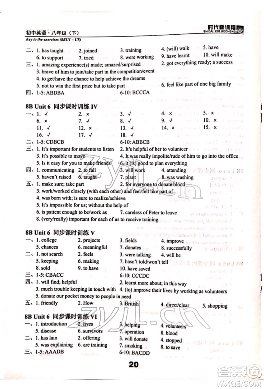 河海大學(xué)出版社2022時代新課程八年級下冊英語譯林版參考答案