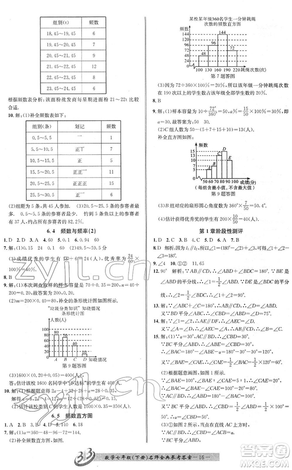 云南科技出版社2022名師金典BFB初中課時(shí)優(yōu)化七年級(jí)數(shù)學(xué)下冊(cè)浙教版答案