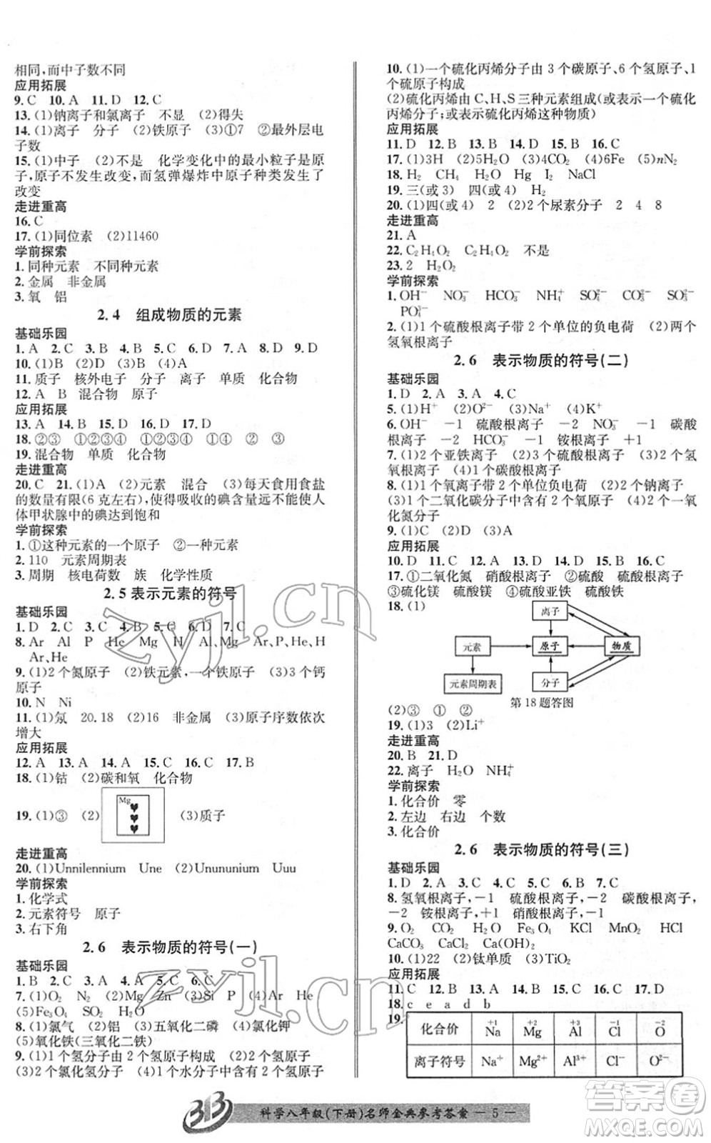 云南科技出版社2022名師金典BFB初中課時(shí)優(yōu)化八年級(jí)科學(xué)下冊(cè)浙教版答案