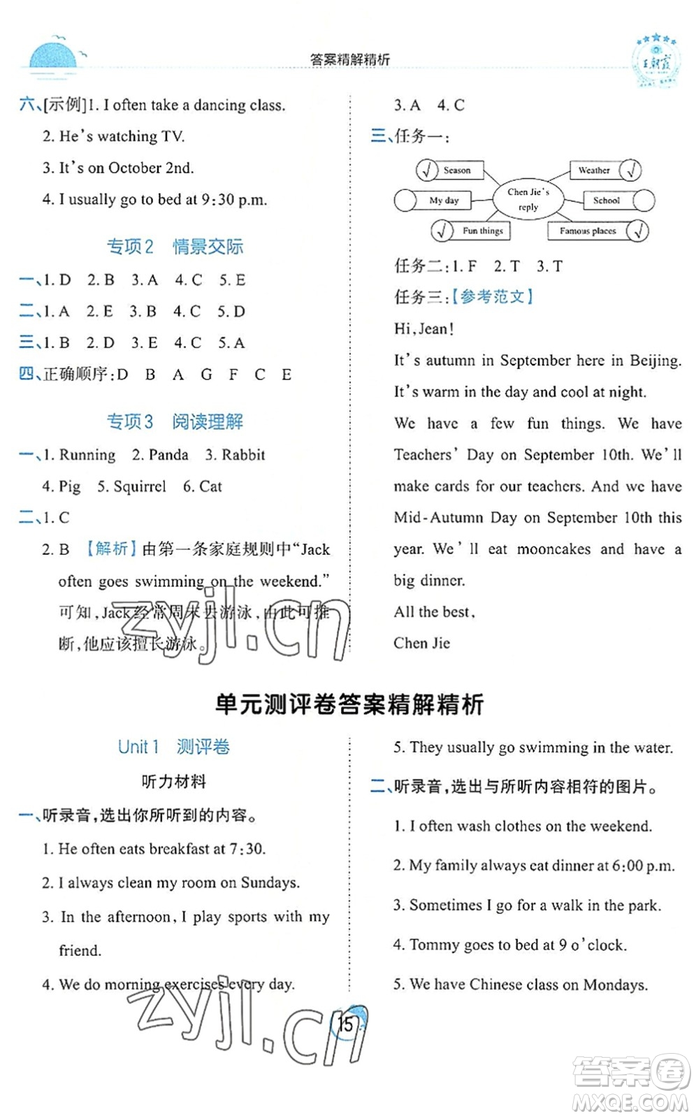 江西人民出版社2022王朝霞德才兼?zhèn)渥鳂I(yè)創(chuàng)新設(shè)計(jì)五年級(jí)英語(yǔ)下冊(cè)PEP版答案