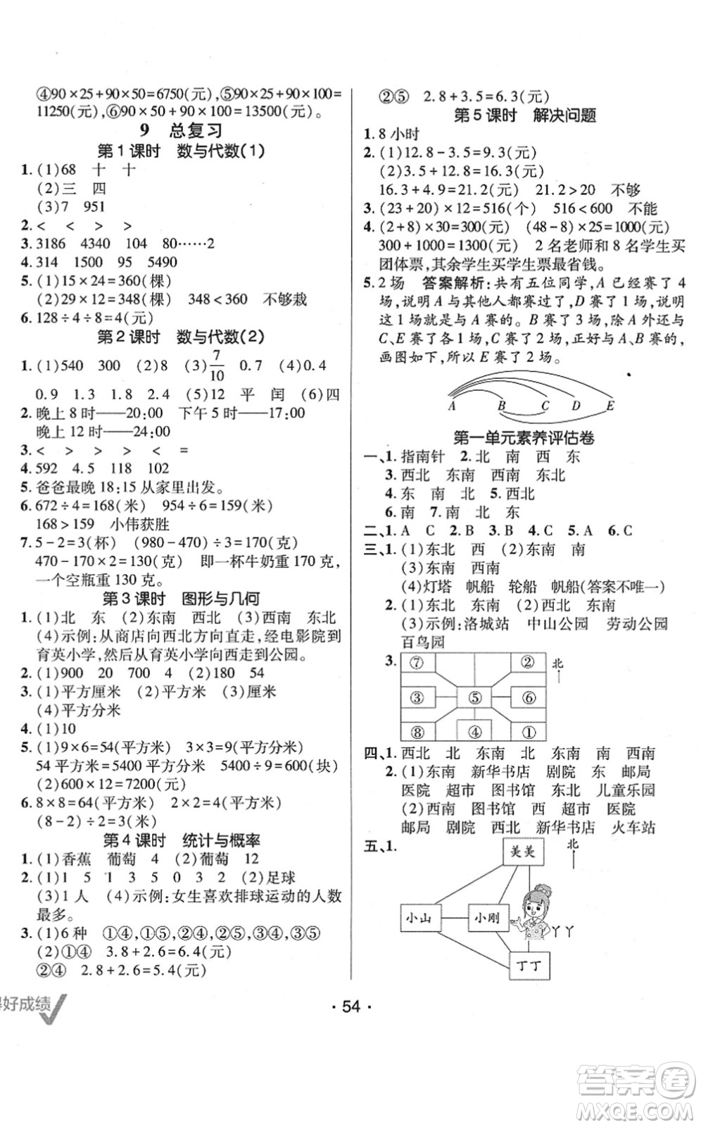 新疆青少年出版社2022同行課課100分過(guò)關(guān)作業(yè)三年級(jí)數(shù)學(xué)下冊(cè)RJ人教版答案