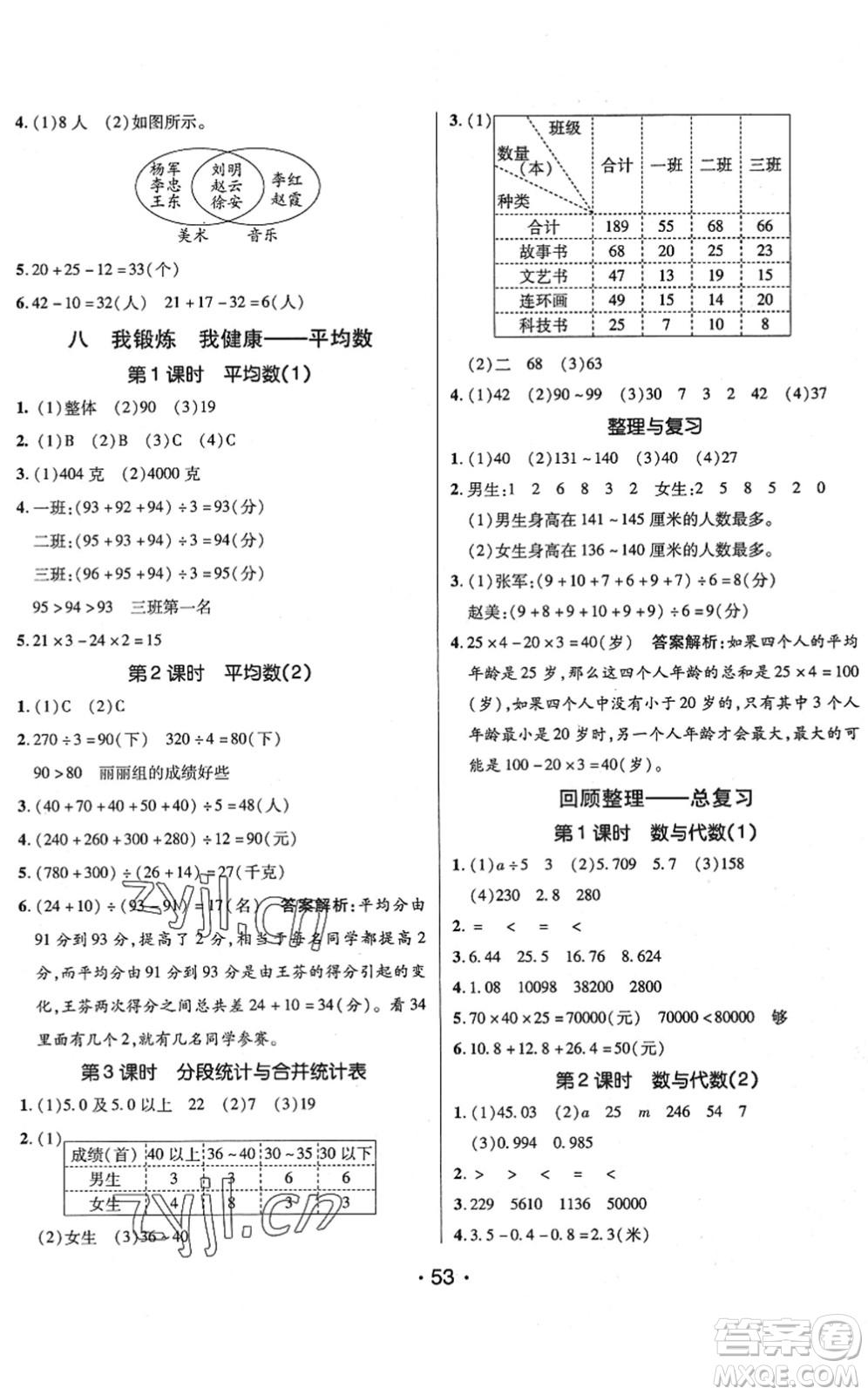 新疆青少年出版社2022同行課課100分過關作業(yè)四年級數(shù)學下冊QD青島版答案