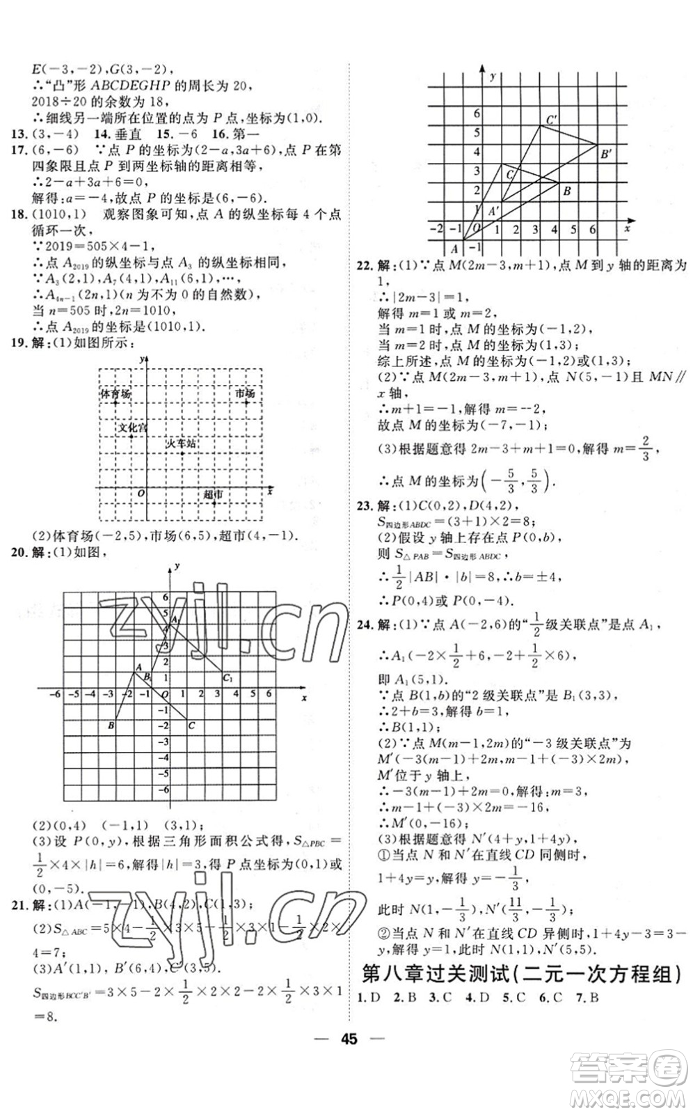 天津人民出版社2022一飛沖天小復(fù)習(xí)七年級數(shù)學(xué)下冊人教版答案