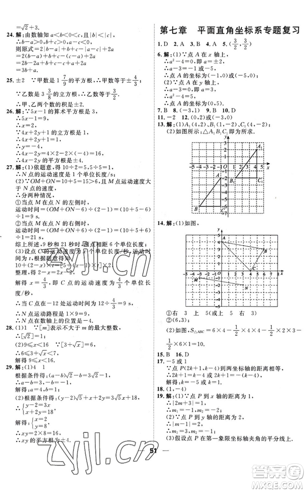 天津人民出版社2022一飛沖天小復(fù)習(xí)七年級數(shù)學(xué)下冊人教版答案