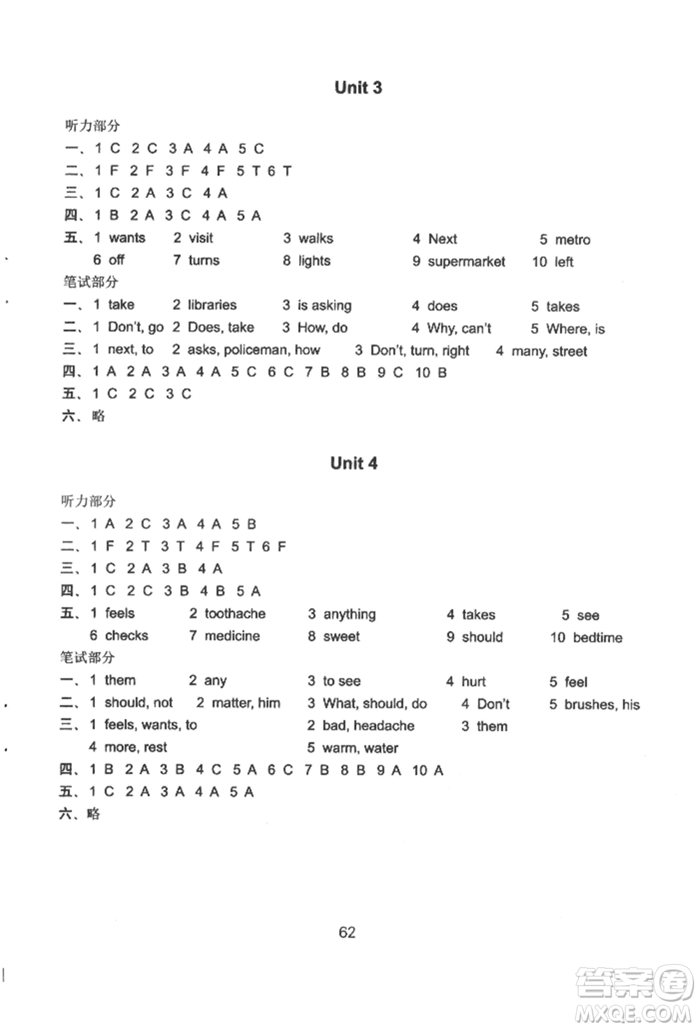 譯林出版社2022課課練小學(xué)英語活頁卷六年級(jí)下冊(cè)通用版參考答案