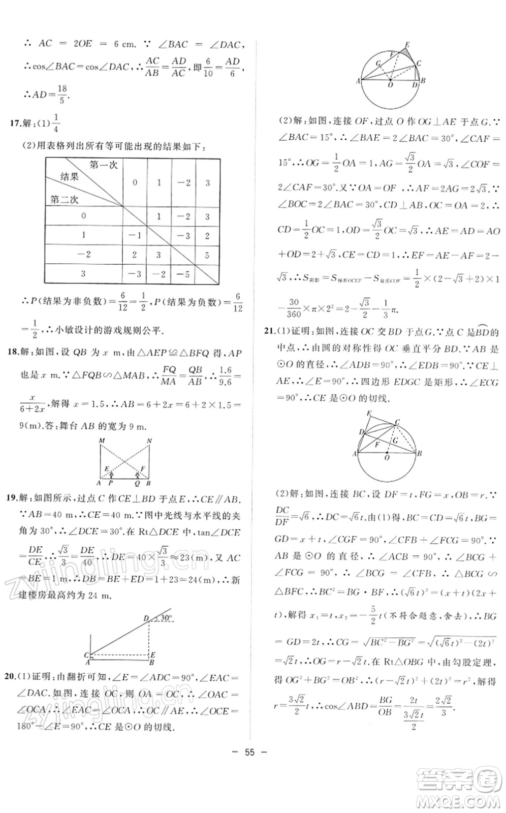 合肥工業(yè)大學(xué)出版社2022全頻道課時作業(yè)九年級數(shù)學(xué)下冊HK滬科版答案