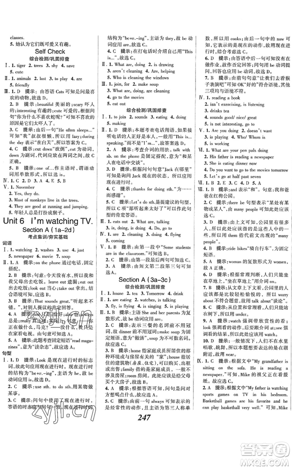 河北美術(shù)出版社2022全優(yōu)課堂考點(diǎn)集訓(xùn)與滿(mǎn)分備考七年級(jí)英語(yǔ)下冊(cè)人教版答案