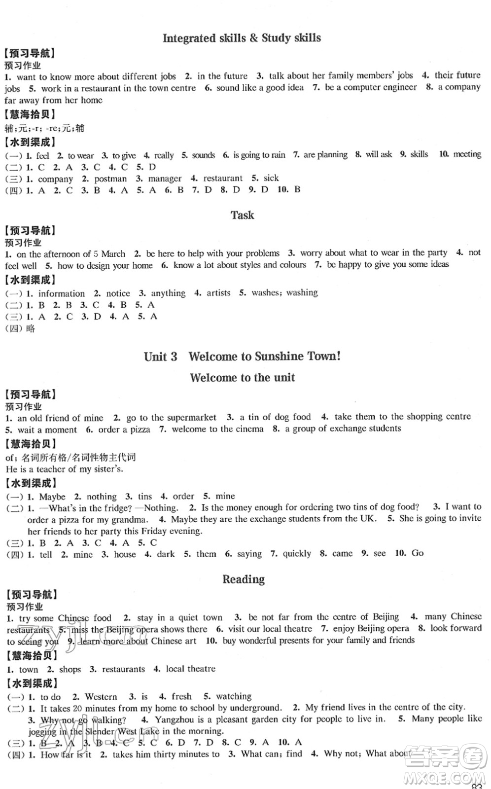 江蘇鳳凰教育出版社2022鳳凰數(shù)字化導(dǎo)學(xué)稿七年級英語下冊譯林版答案