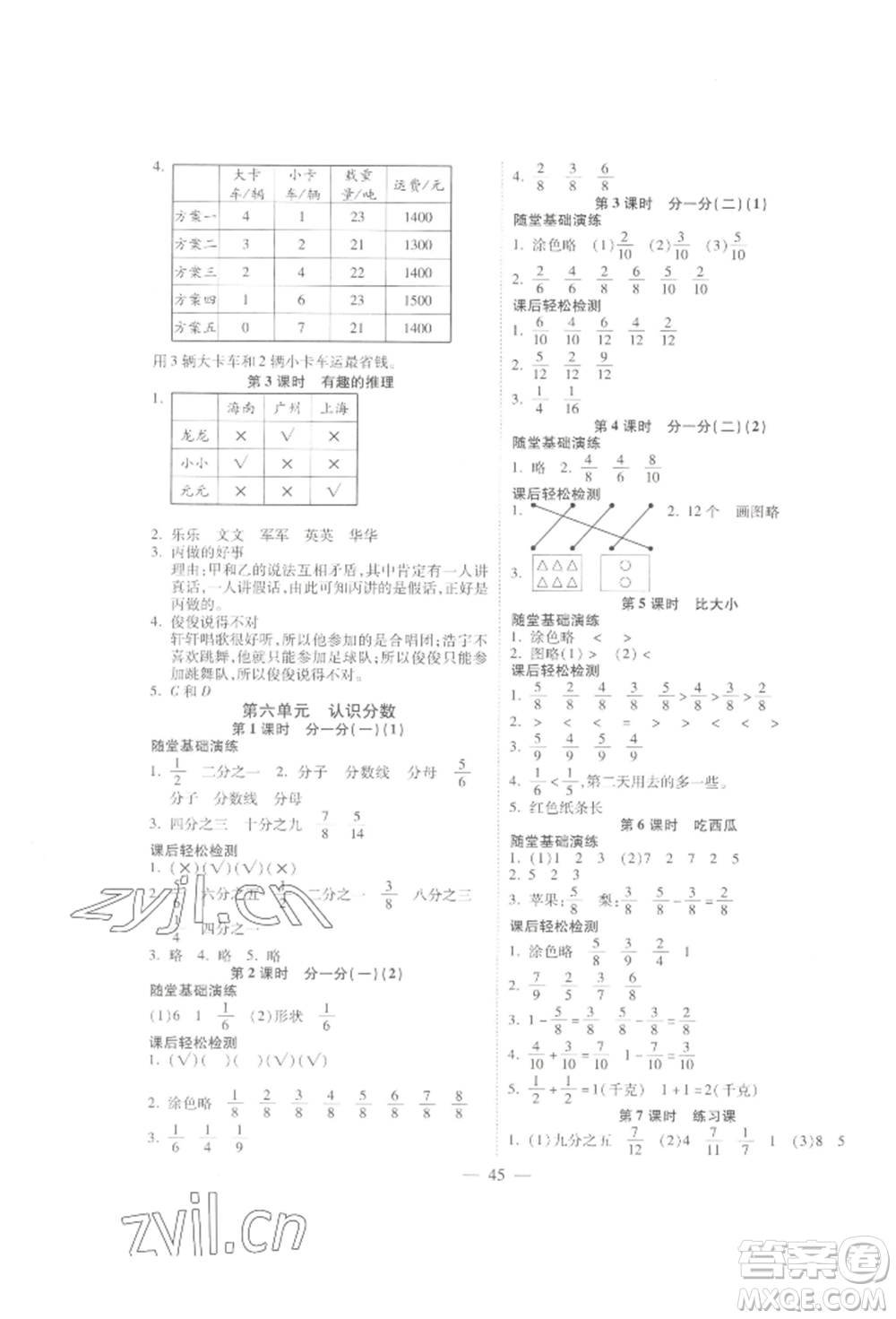 陽光出版社2022激活思維智能訓(xùn)練三年級下冊數(shù)學(xué)北師大版參考答案