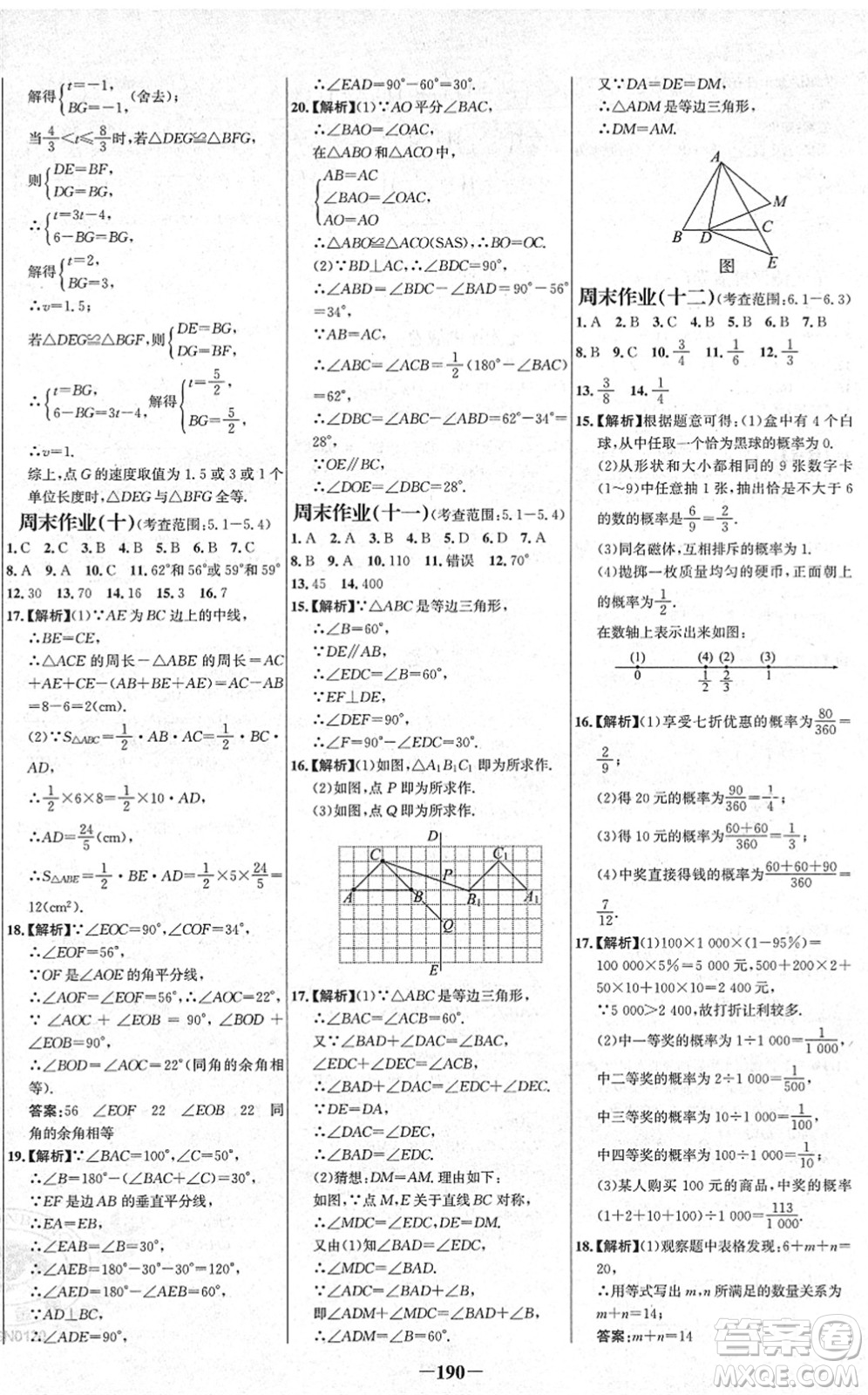 延邊大學(xué)出版社2022世紀(jì)金榜百練百勝七年級(jí)數(shù)學(xué)下冊BS北師大版答案